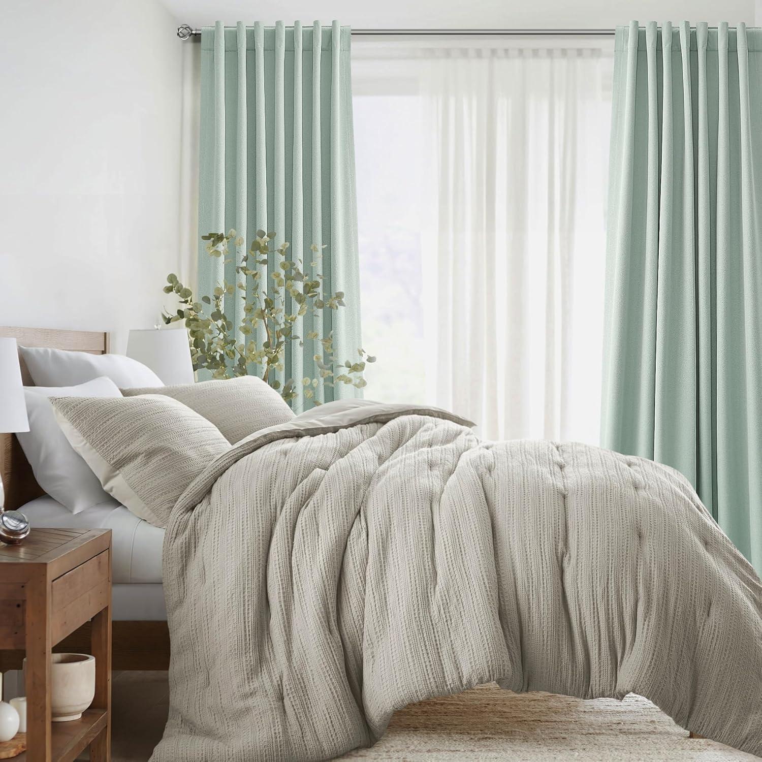 Cortinas Opacas ECIKMPIS Verde Aqua 132x213 cm Juego de 2