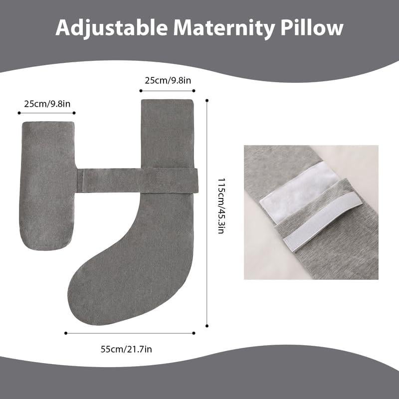 Almohada de Embarazo Elehealthy Grande Ajustable Gris Oscuro