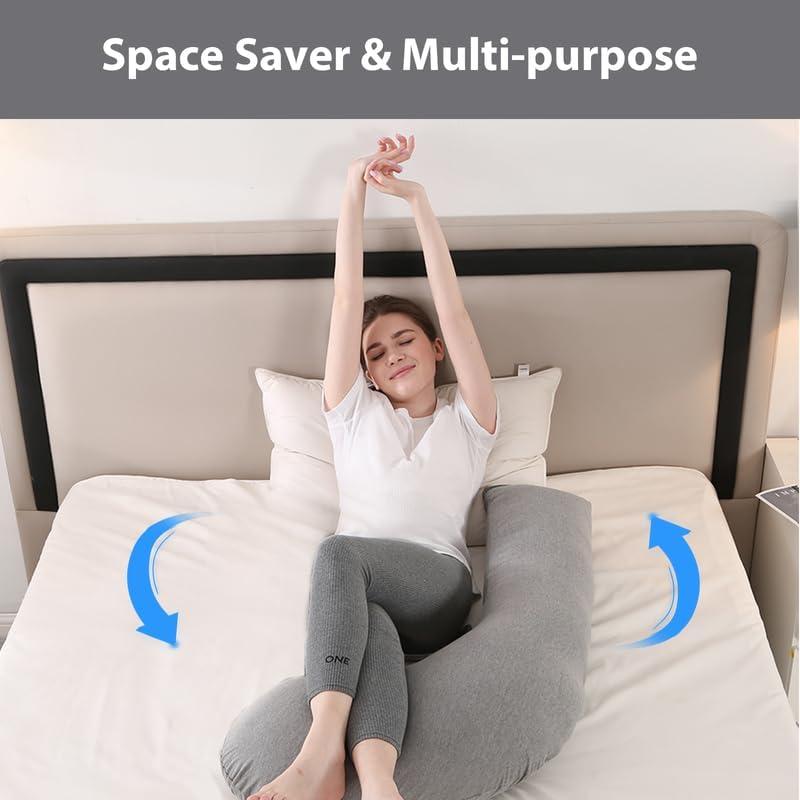 Almohada de Embarazo Elehealthy Grande Ajustable Gris Oscuro