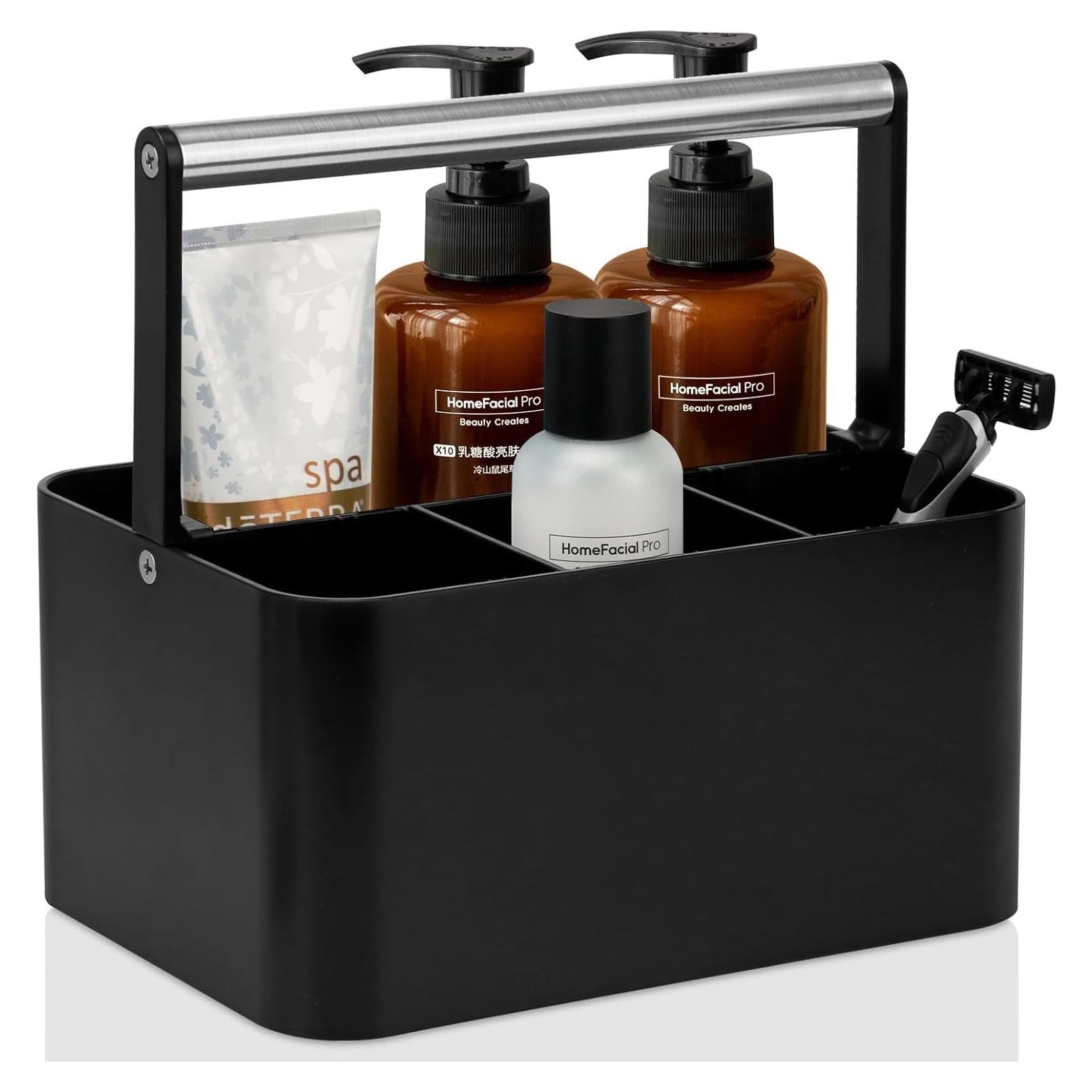 Caddy de Ducha Portátil BYUNER Negro con Mango Plateado