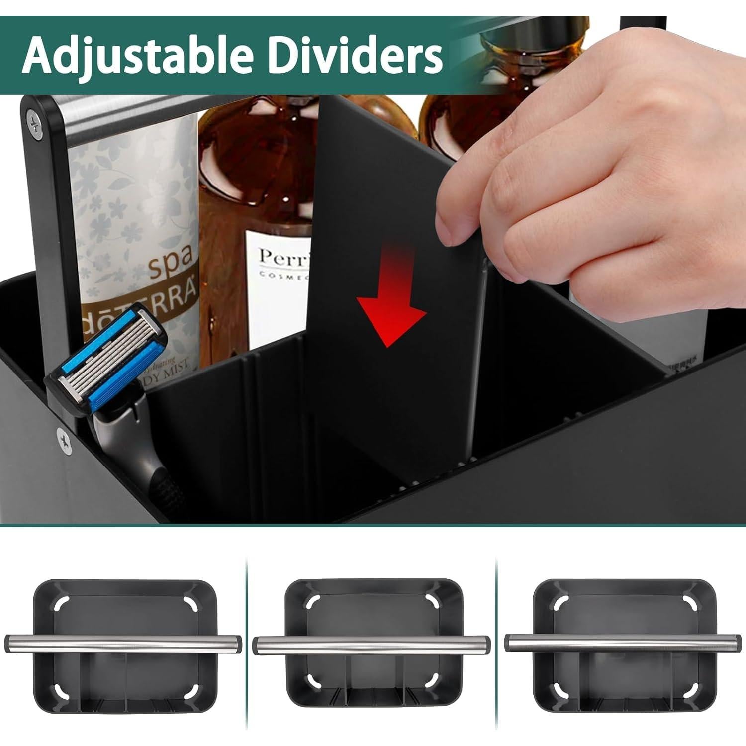 Caddy de Ducha Portátil BYUNER Negro con Mango Plateado