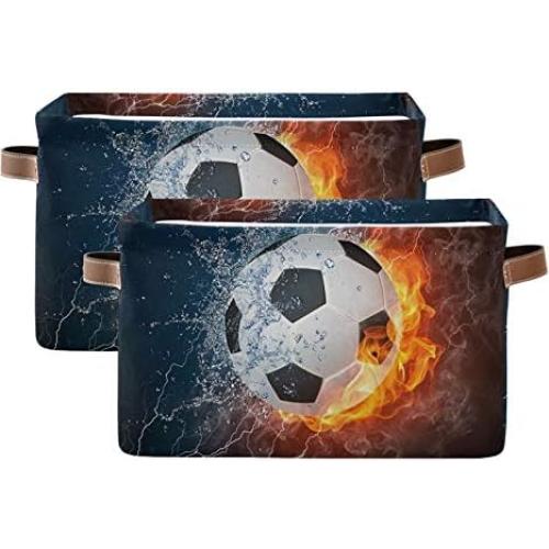Canasta de Almacenamiento Plegable AUUXVA 38x28x24 cm Fútbol