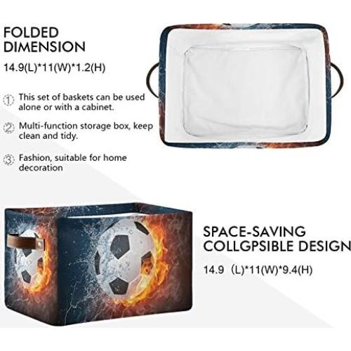 Canasta de Almacenamiento Plegable AUUXVA 38x28x24 cm Fútbol