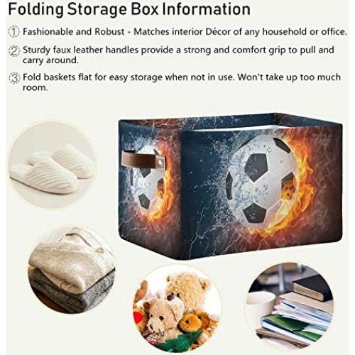 Canasta de Almacenamiento Plegable AUUXVA 38x28x24 cm Fútbol