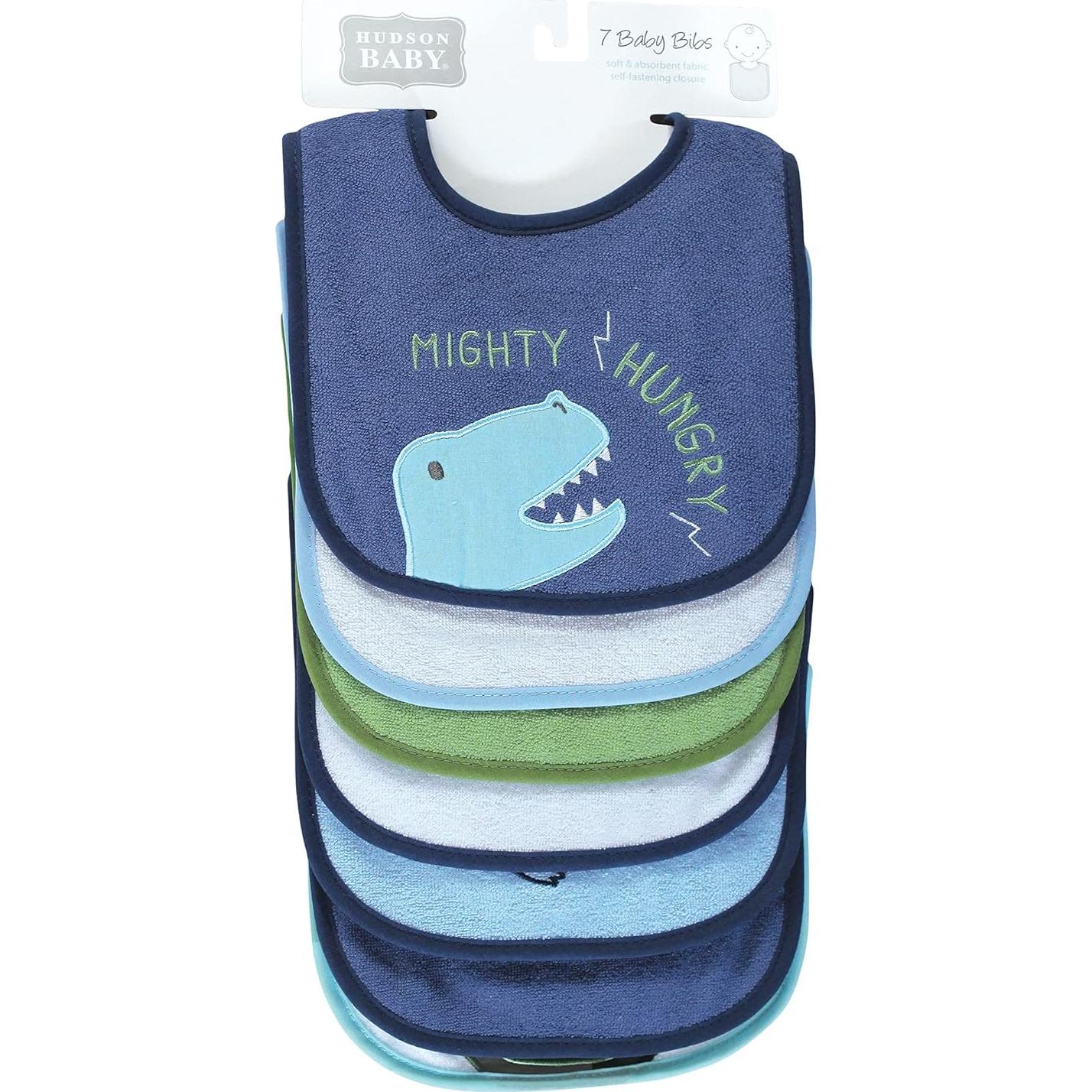 Baberos Unisex Hudson Baby Algodón Terry Relleno Fibra Dino