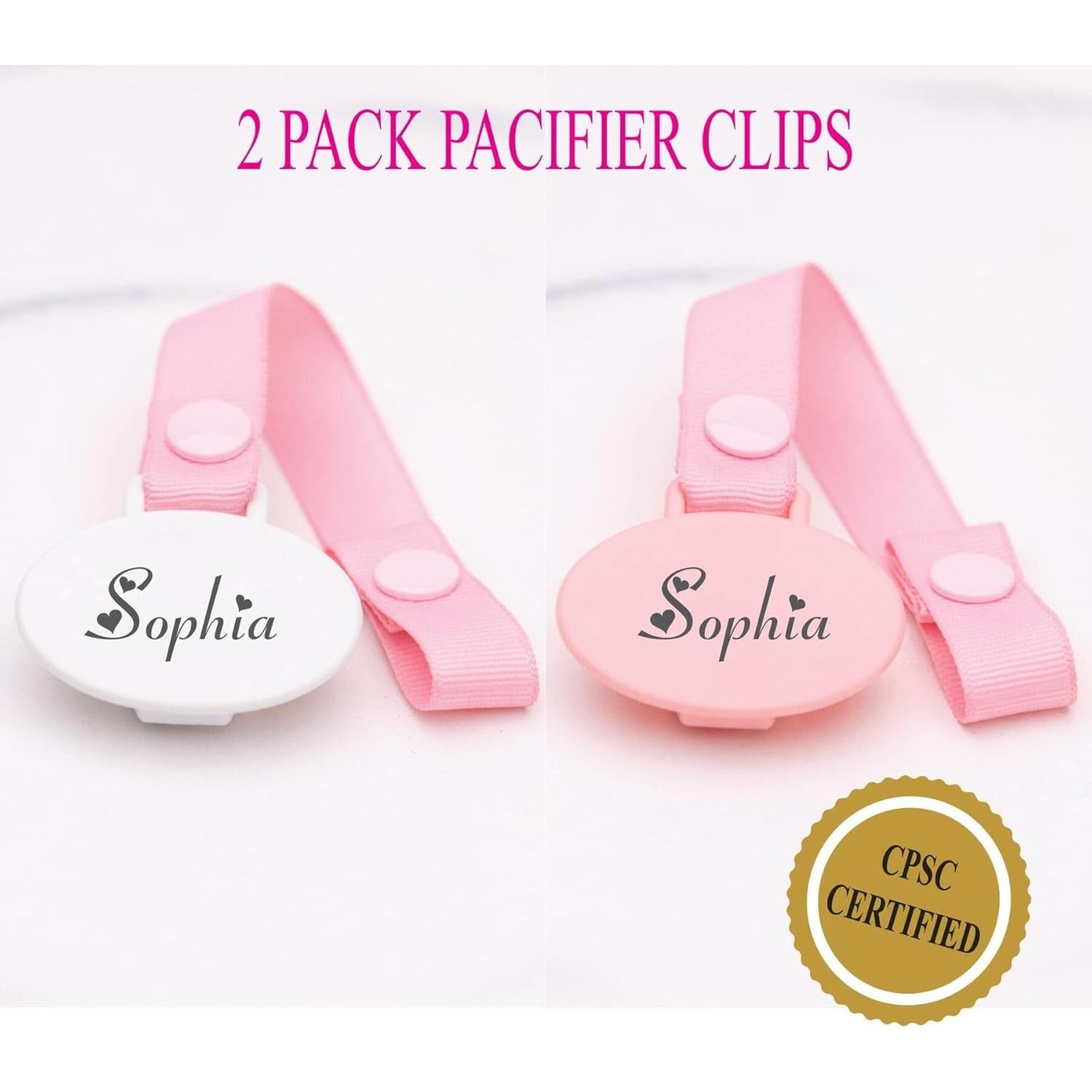 Chupetes Personalizados con Nombre - Paquete de 3 Rosa y Blanco (0-6 Meses)