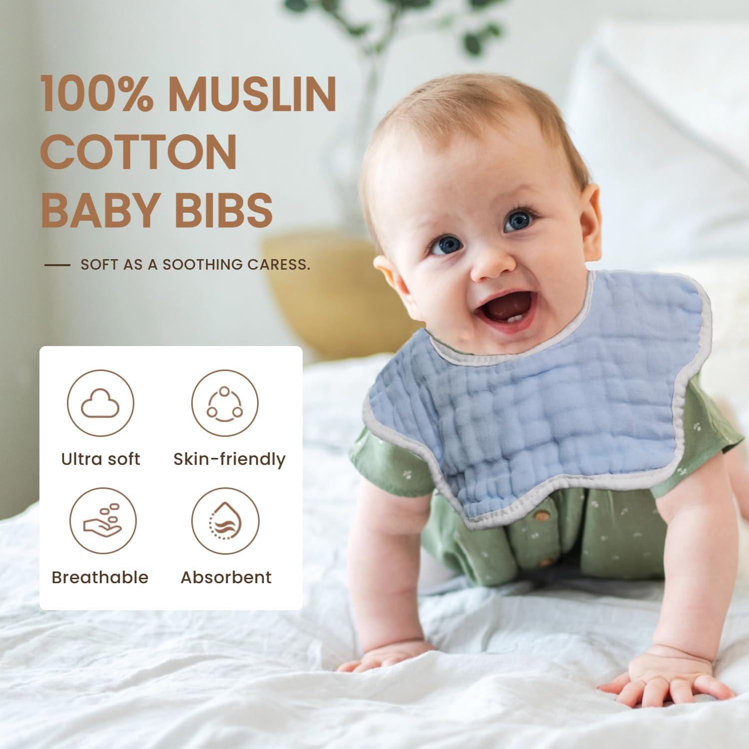 Baberos de Muselina MUKIN para Bebés - Paquete de 6 Ajustables