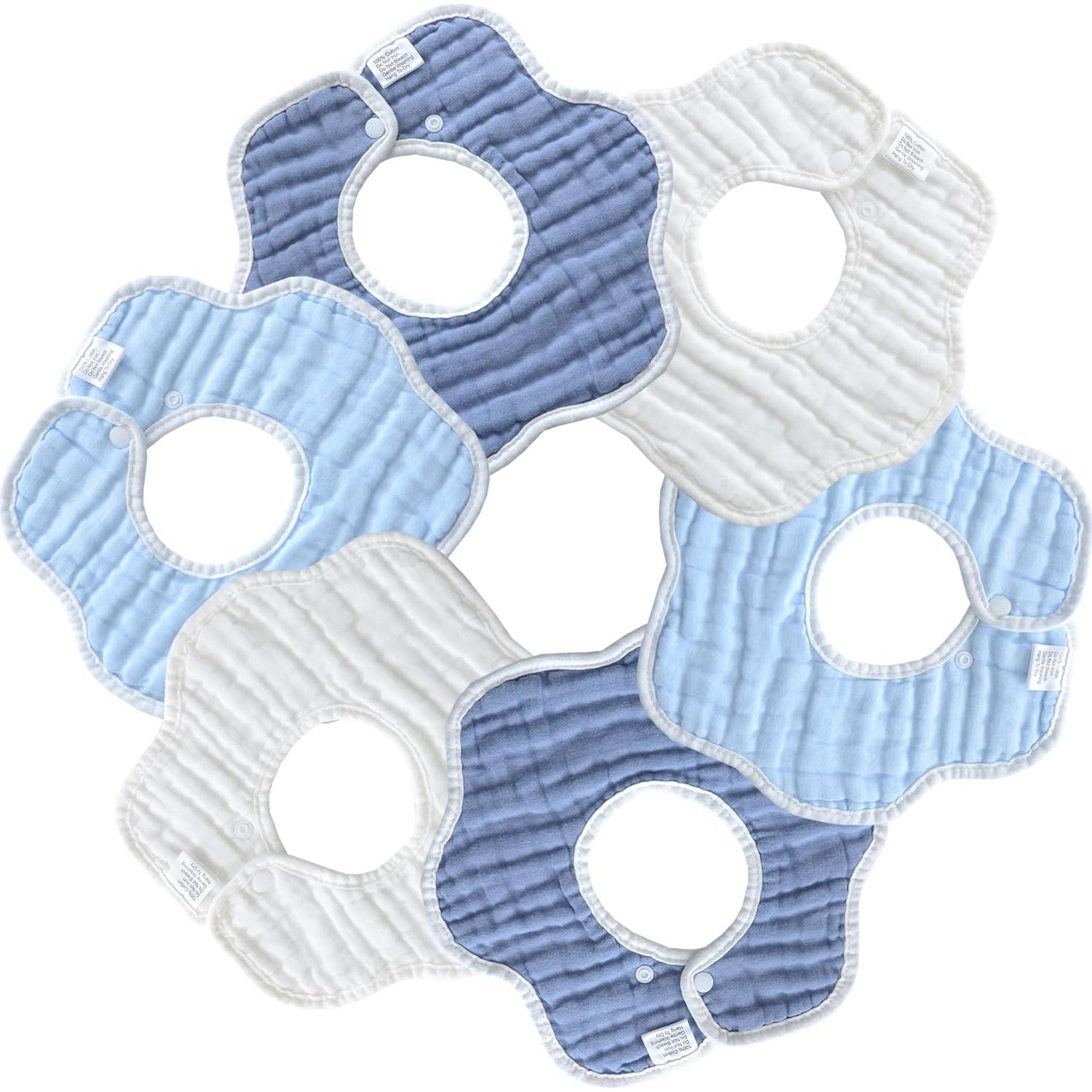 Baberos de Muselina MUKIN para Bebés - Paquete de 6 Ajustables