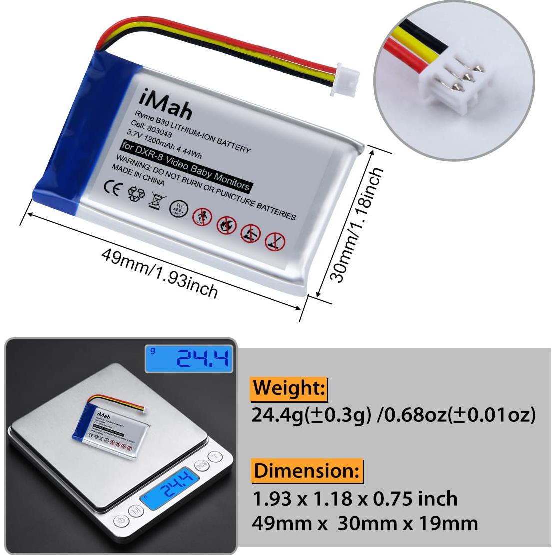 Batería de litio recargable iMah para monitor Infant Optics DXR-8