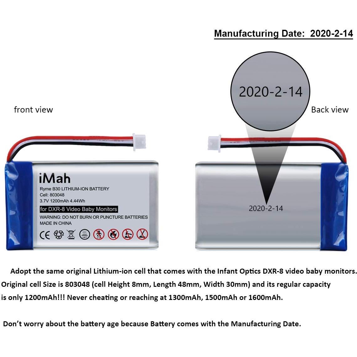 Batería de litio recargable iMah para monitor Infant Optics DXR-8