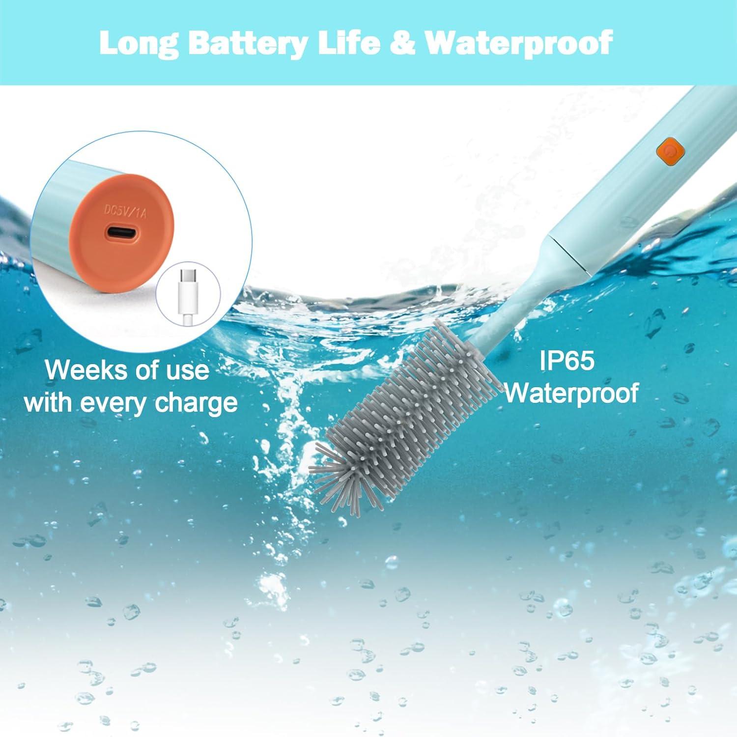 Limpiador Eléctrico de Biberones WHNL Azul con Cepillos Reemplazables