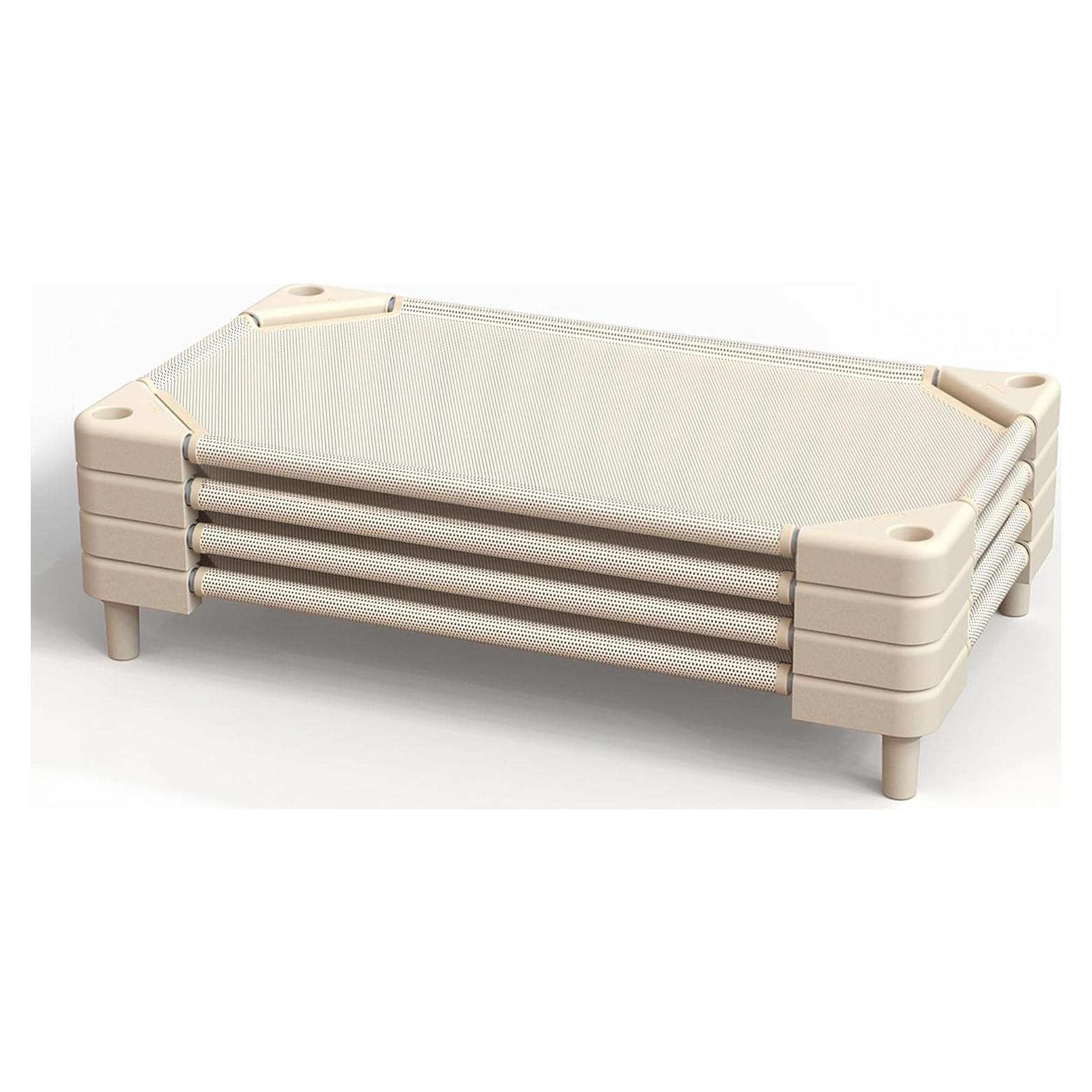 Camas apilables para preescolar NOUJULOUN 4 unidades Beige claro