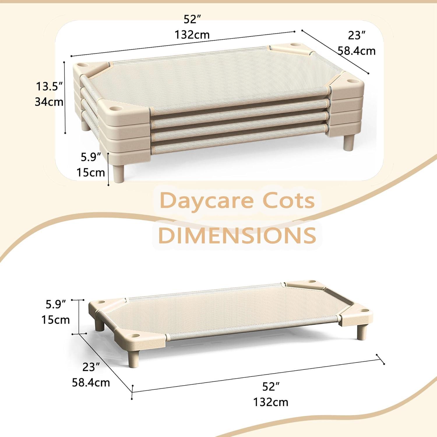 Camas apilables para preescolar NOUJULOUN 4 unidades Beige claro