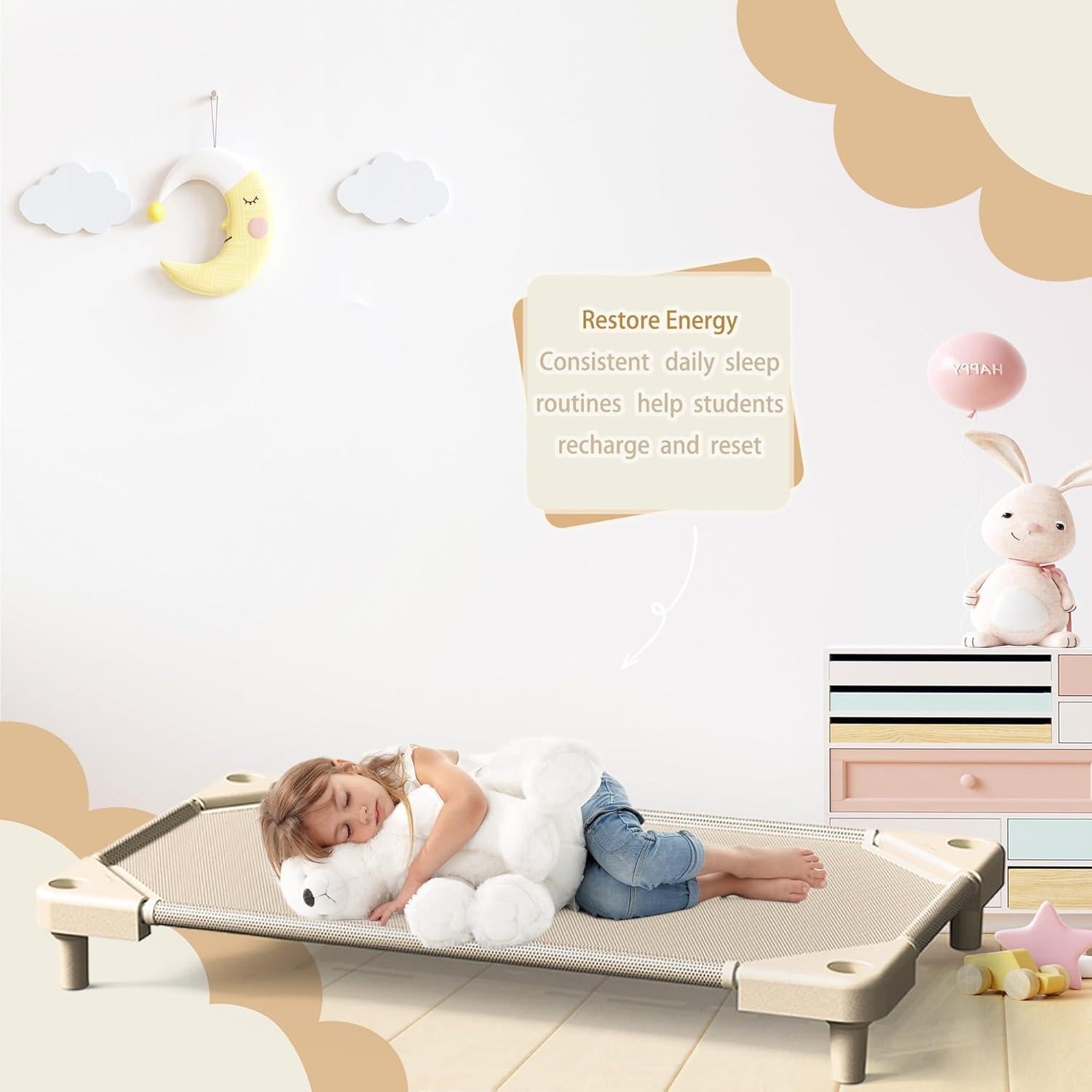 Camas apilables para preescolar NOUJULOUN 4 unidades Beige claro