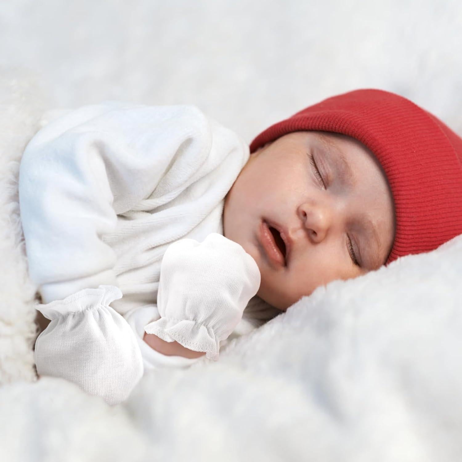 Manoplas para Bebés Recién Nacidos AQOKKA Algodón Orgánico 0-6 Meses