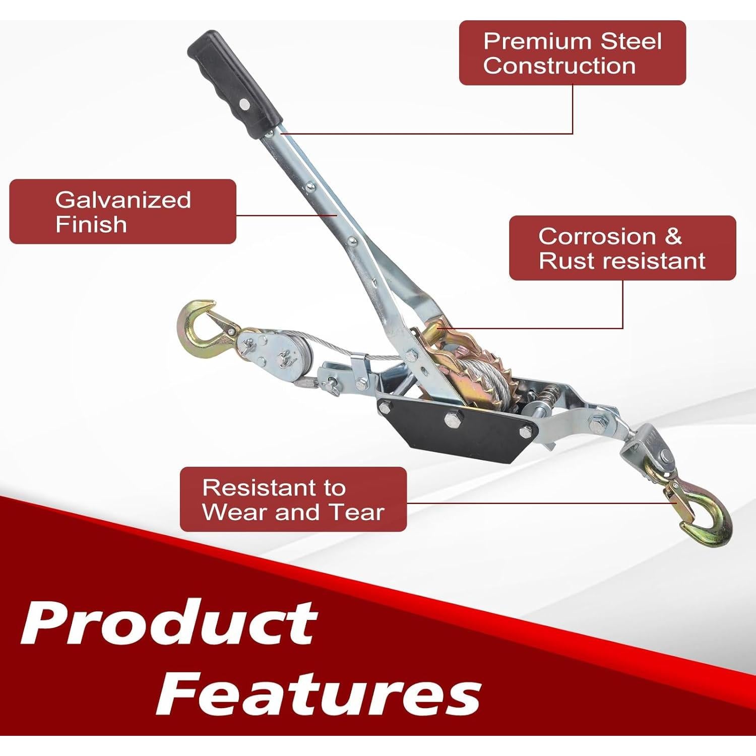 Extractor de Palanca BIGREAT 2 Toneladas con Ganchos y Correa