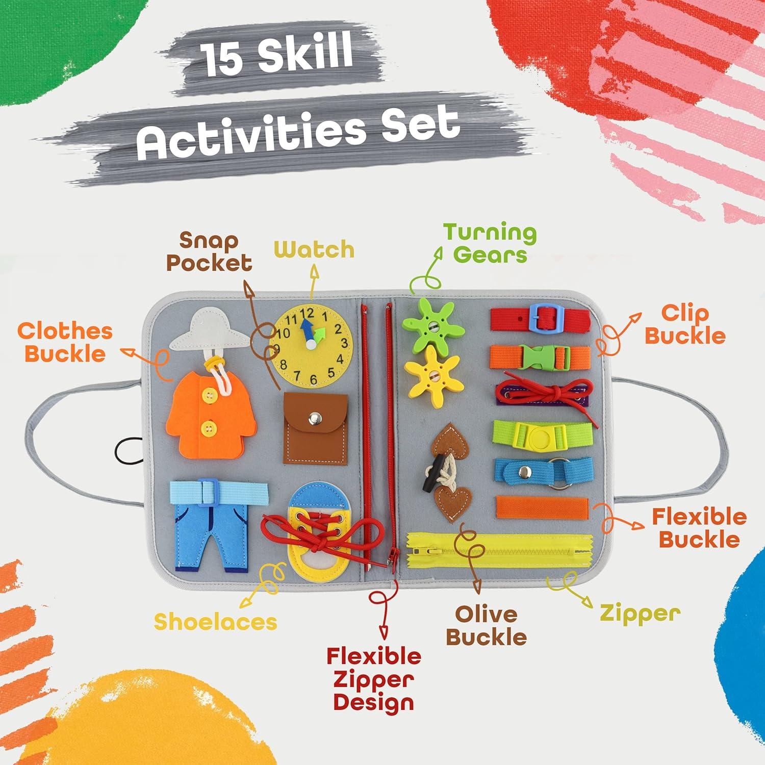 Libro Ocupado Montessori EZBaby para Niños 1-4 Años - Gris