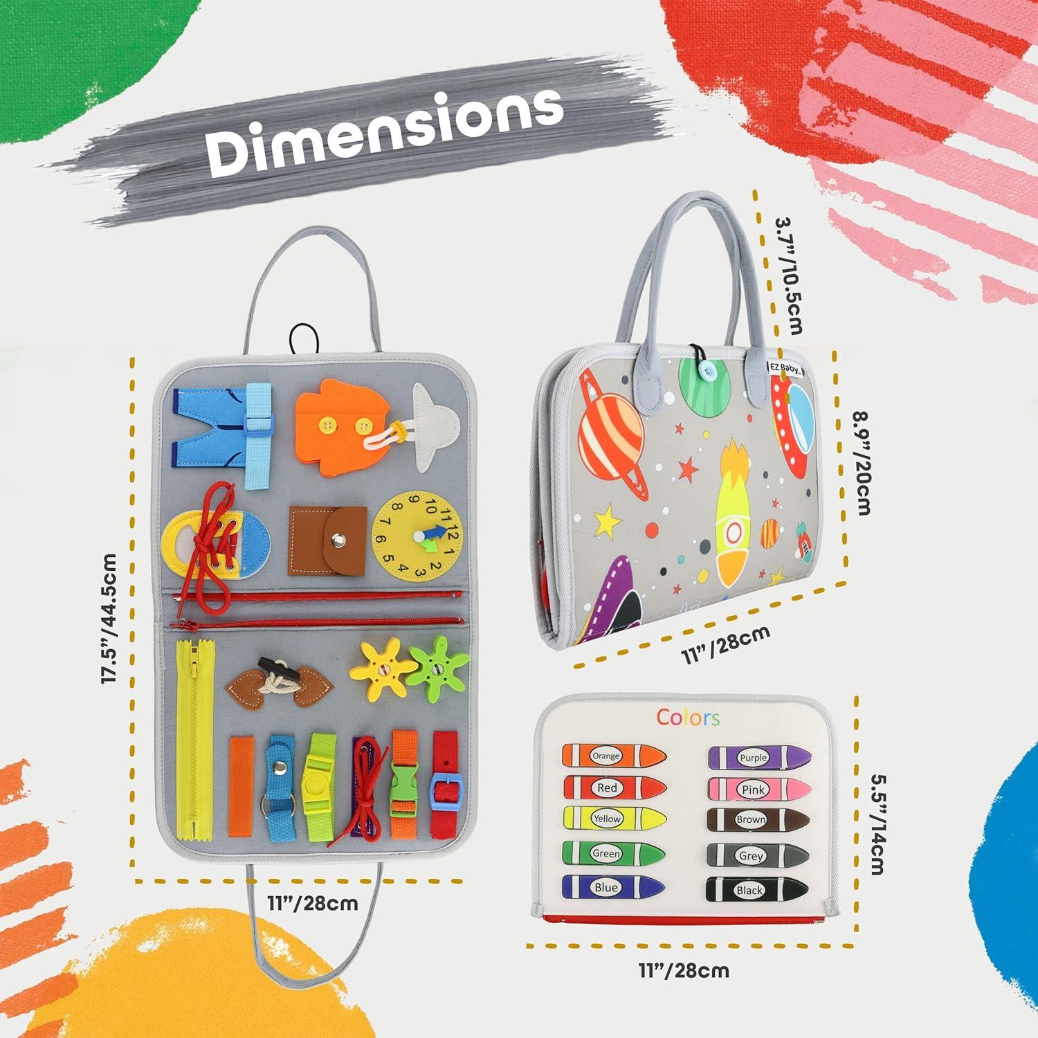 Libro Ocupado Montessori EZBaby para Niños 1-4 Años - Gris