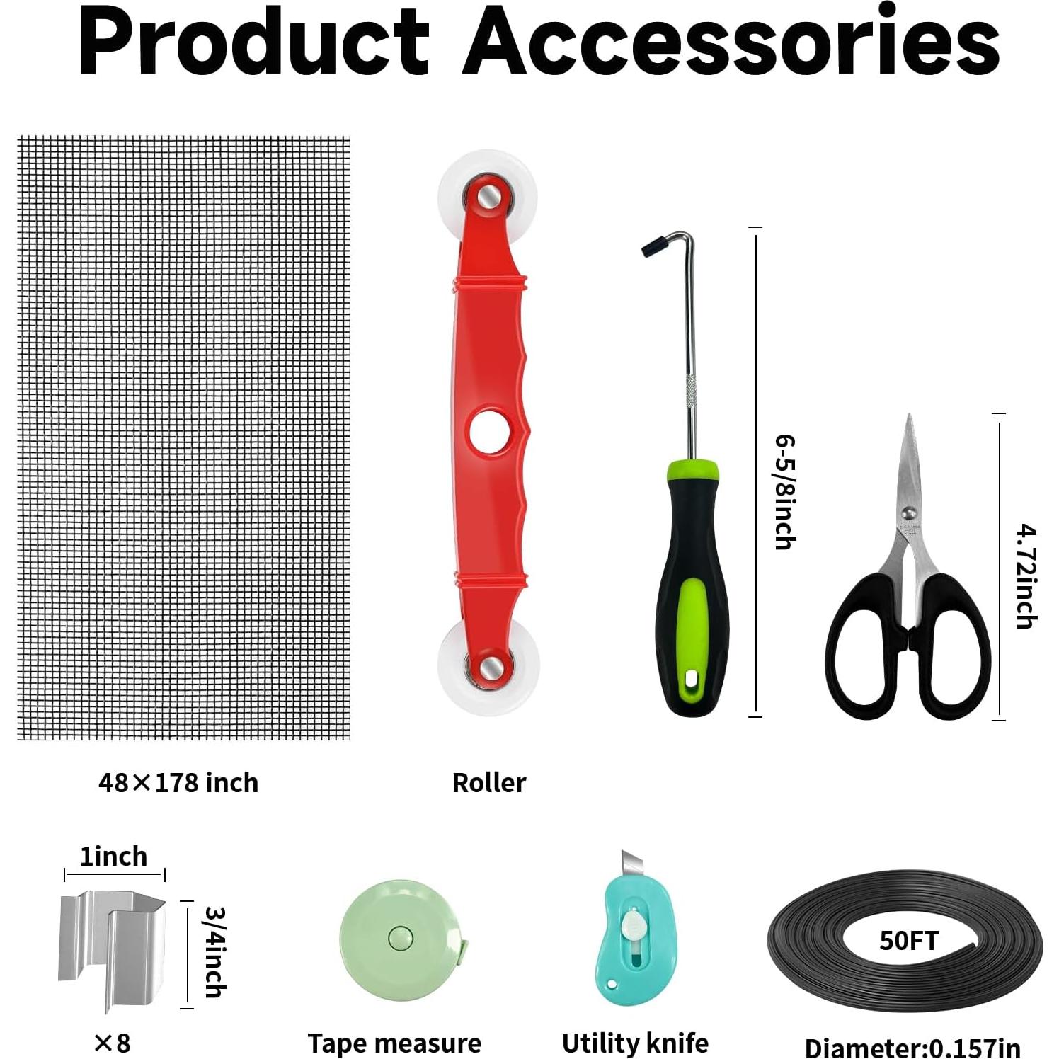 Kit de Reparación de Pantalla de Ventana Pmbqifay 1.1kg 48x178cm Negro