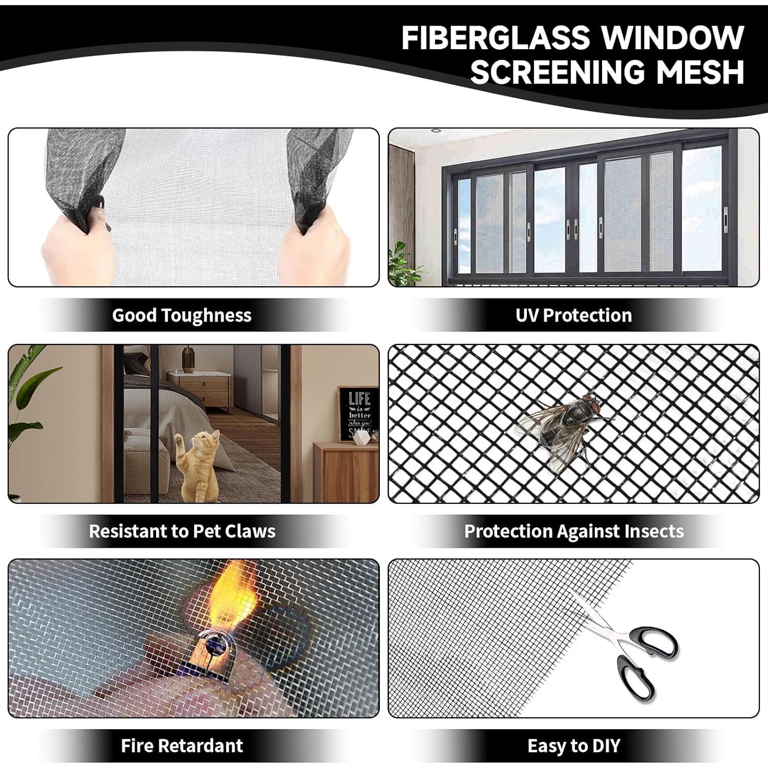 Kit de Reparación de Pantalla de Ventana Pmbqifay 1.1kg 48x178cm Negro