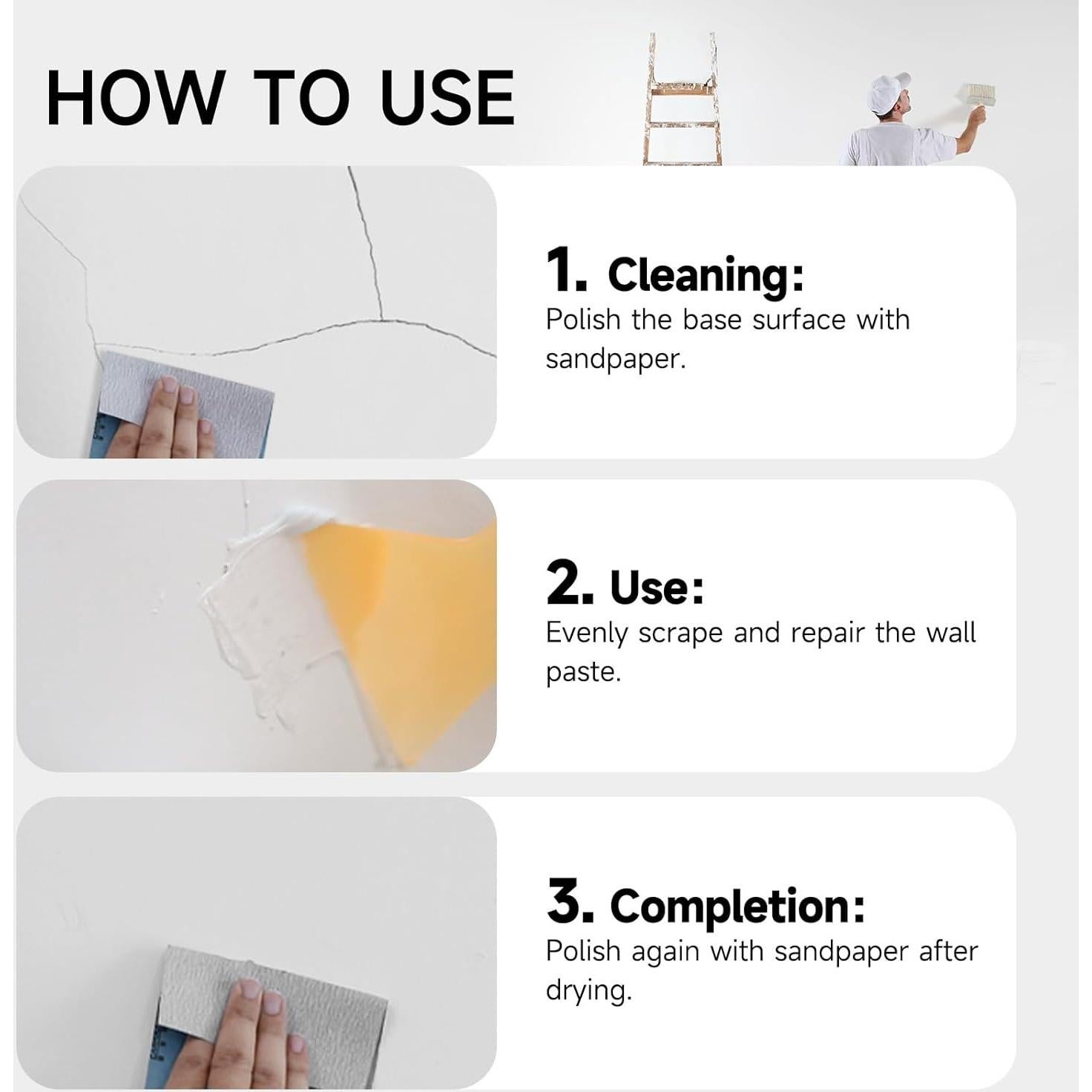 Kit de Reparación de Paredes Mollor 1kg - Masilla y Raspador