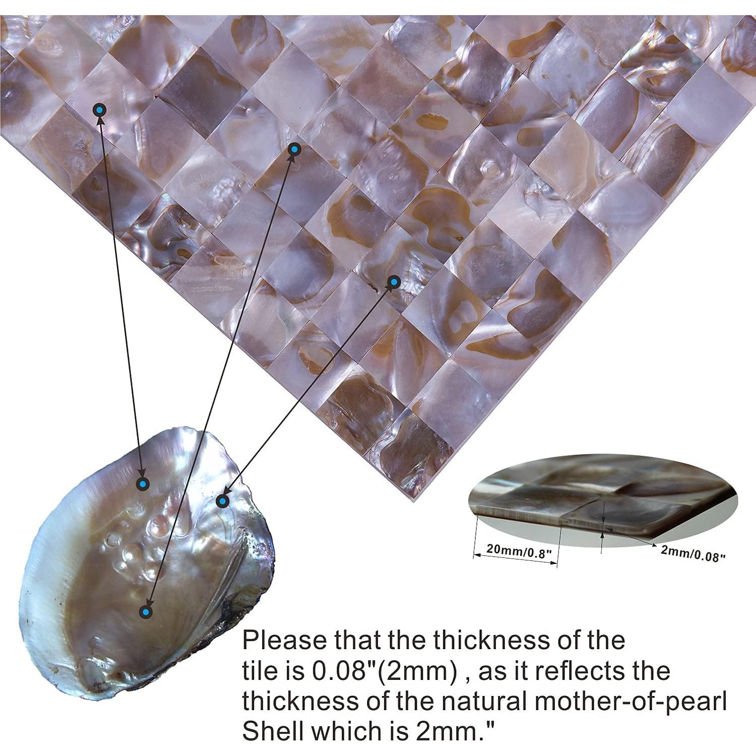 Mosaico de Concha de Madreperla MOP 30.48x30.48cm Colorido