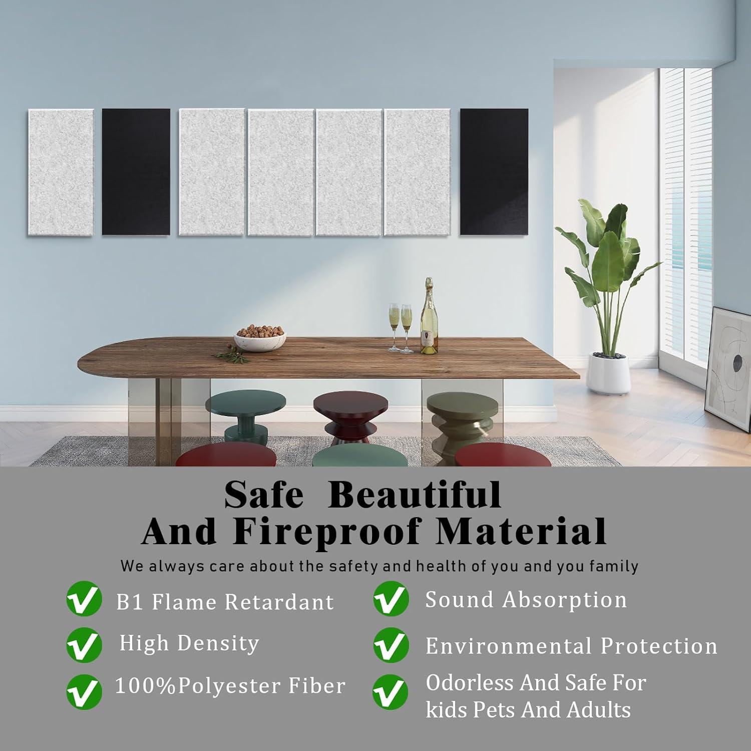 Paquete de 6 Paneles Acústicos ENSEPST 40x80 cm Gris Plateado