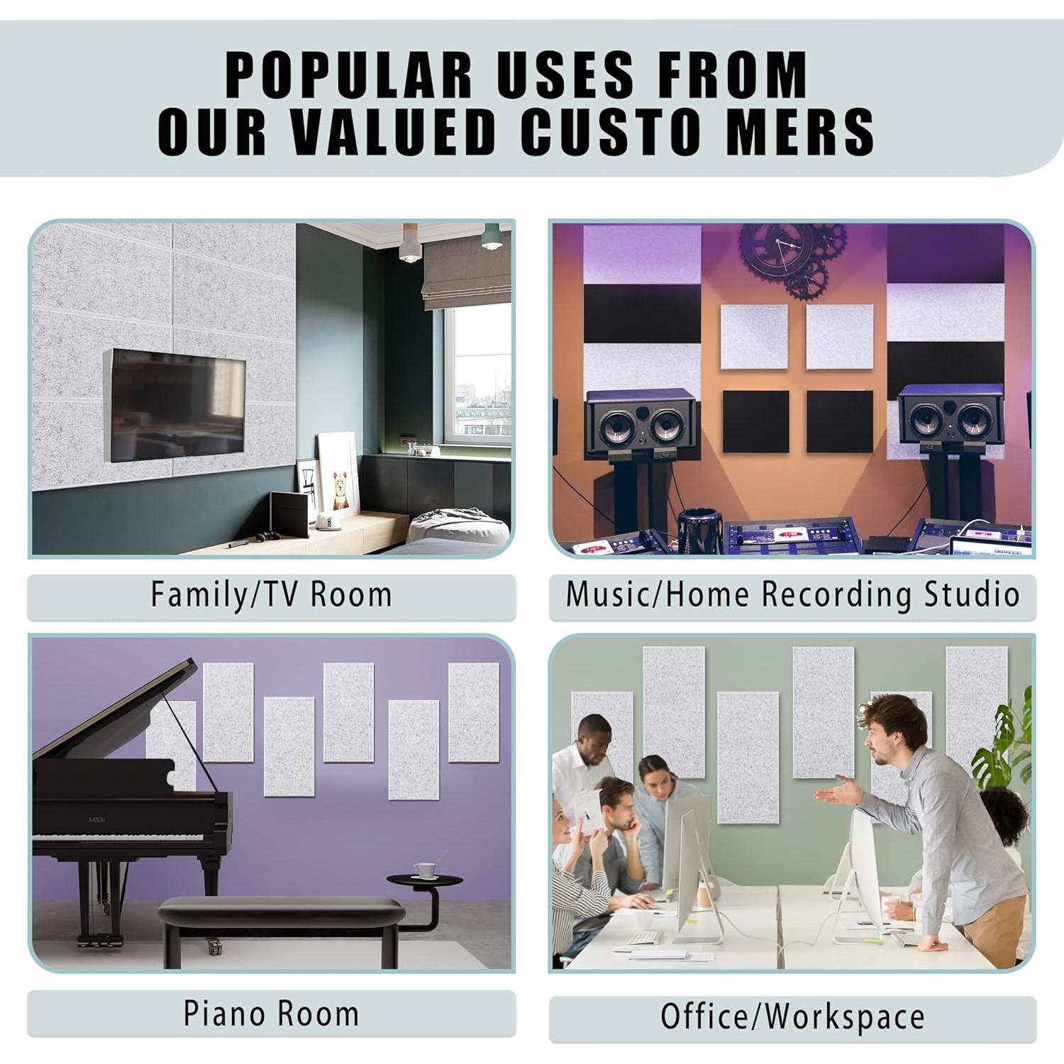 Paquete de 6 Paneles Acústicos ENSEPST 40x80 cm Gris Plateado