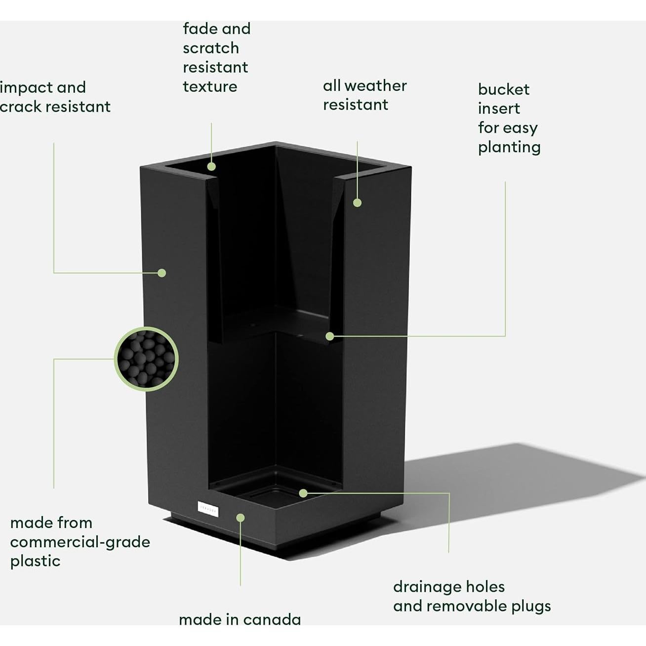 Macetero Pedestal Veradek Block 66 cm Alto Negro Moderno