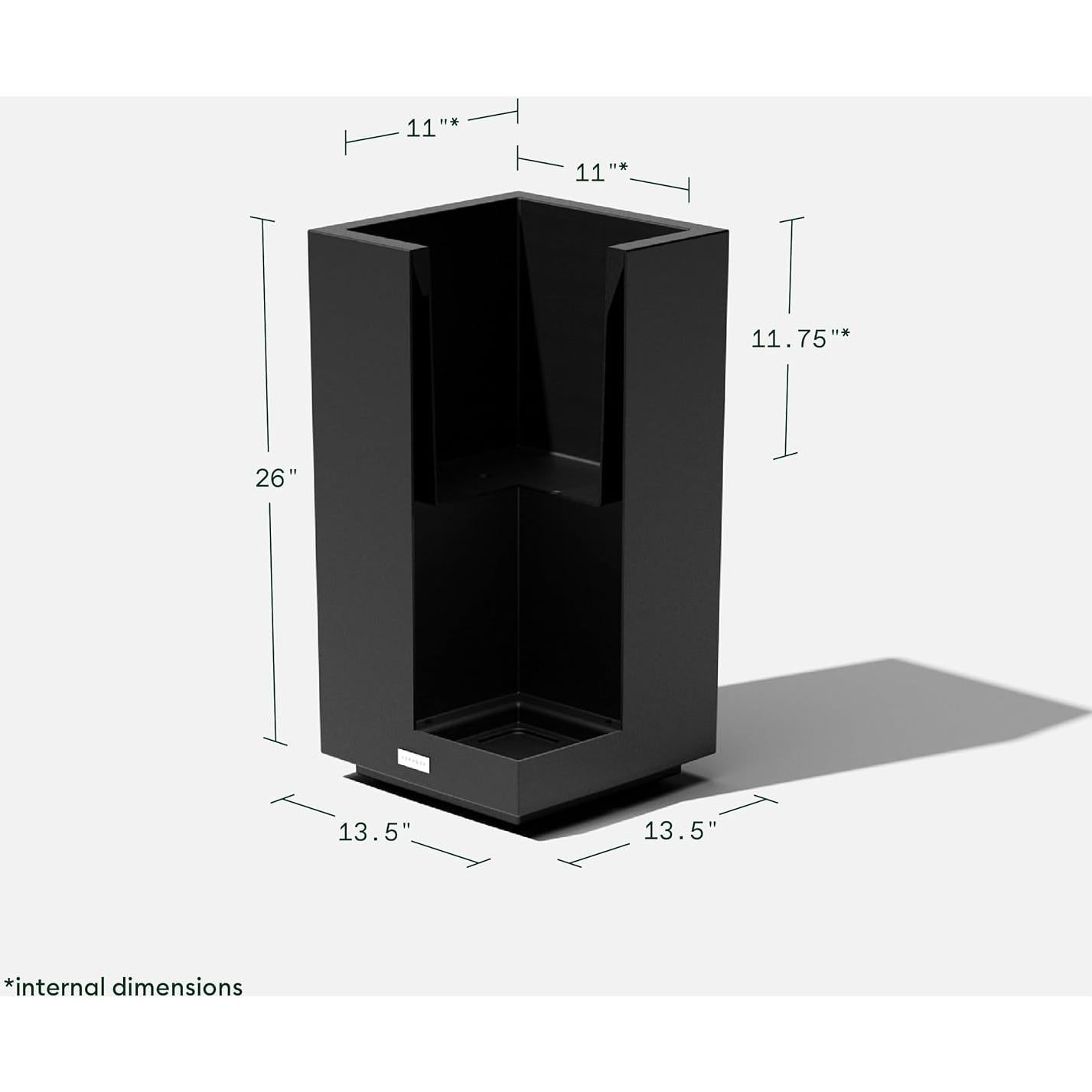 Macetero Pedestal Veradek Block 66 cm Alto Negro Moderno