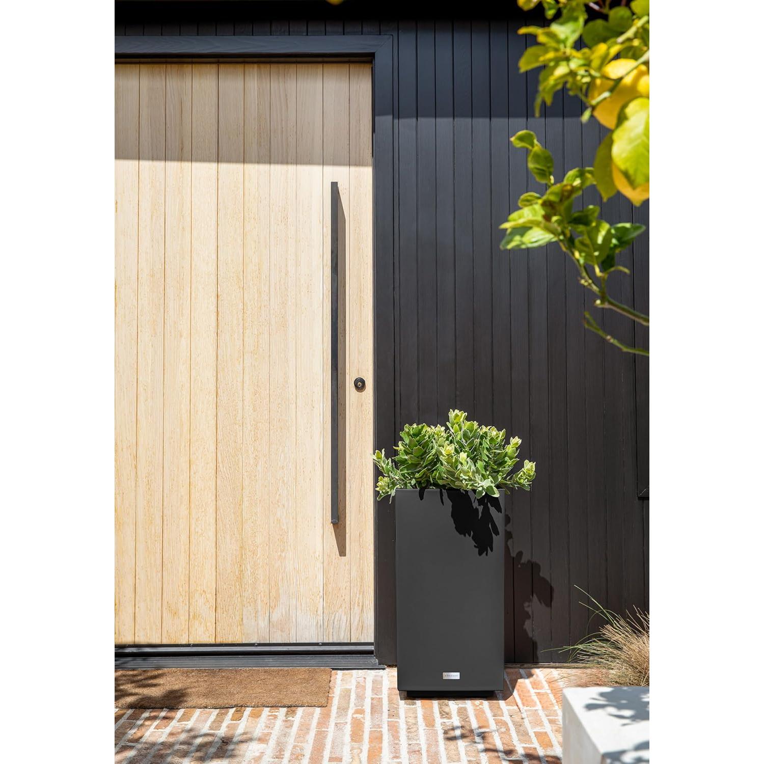 Macetero Pedestal Veradek Block 66 cm Alto Negro Moderno