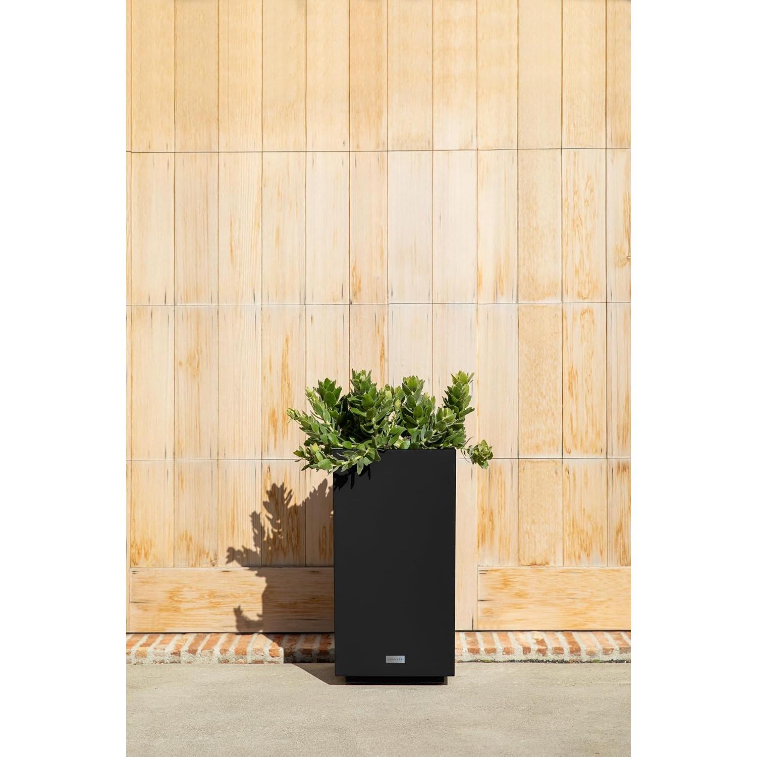 Macetero Pedestal Veradek Block 66 cm Alto Negro Moderno