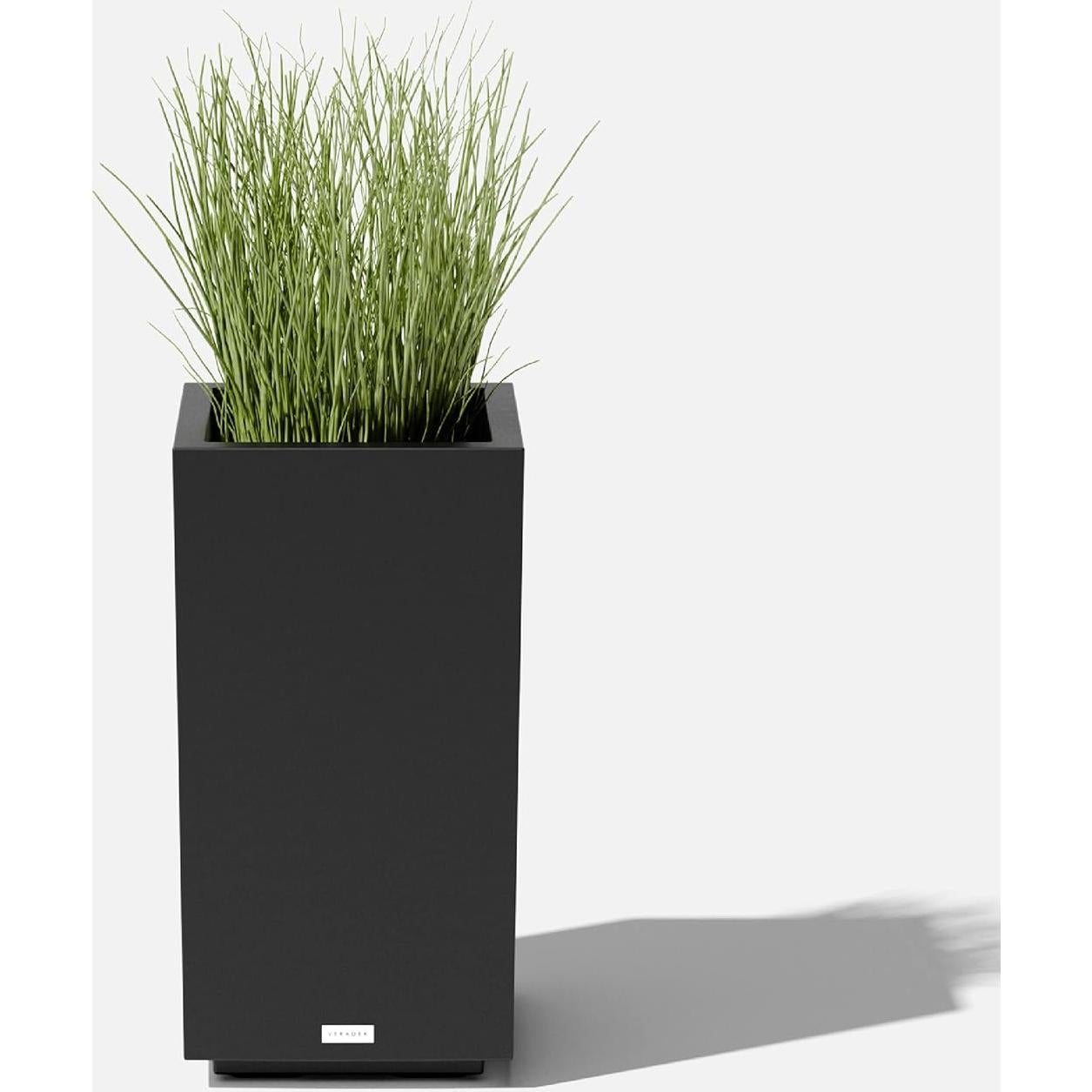 Macetero Pedestal Veradek Block 66 cm Alto Negro Moderno