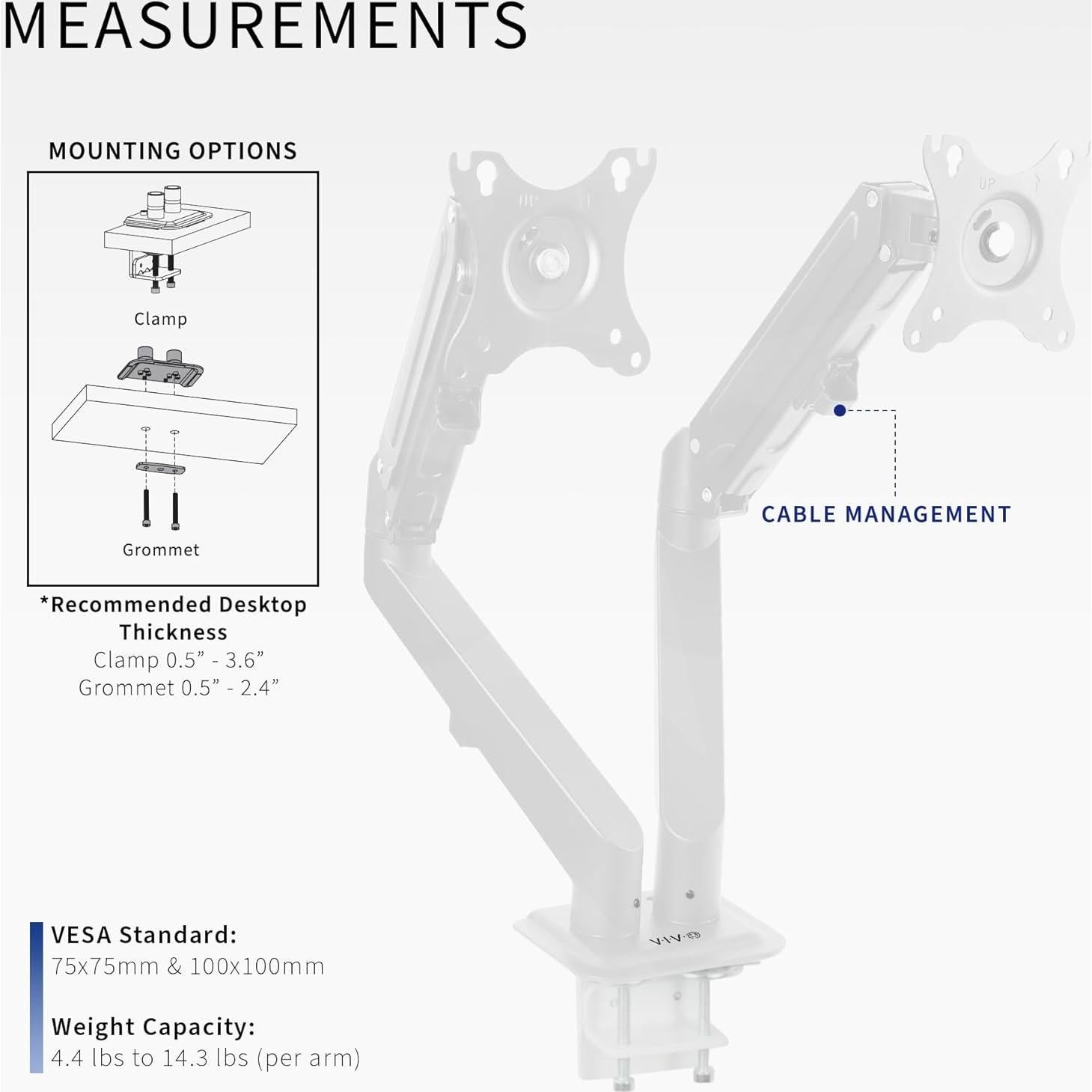 Soporte Articulado Doble Monitor VIVO STAND-V102OW Blanco