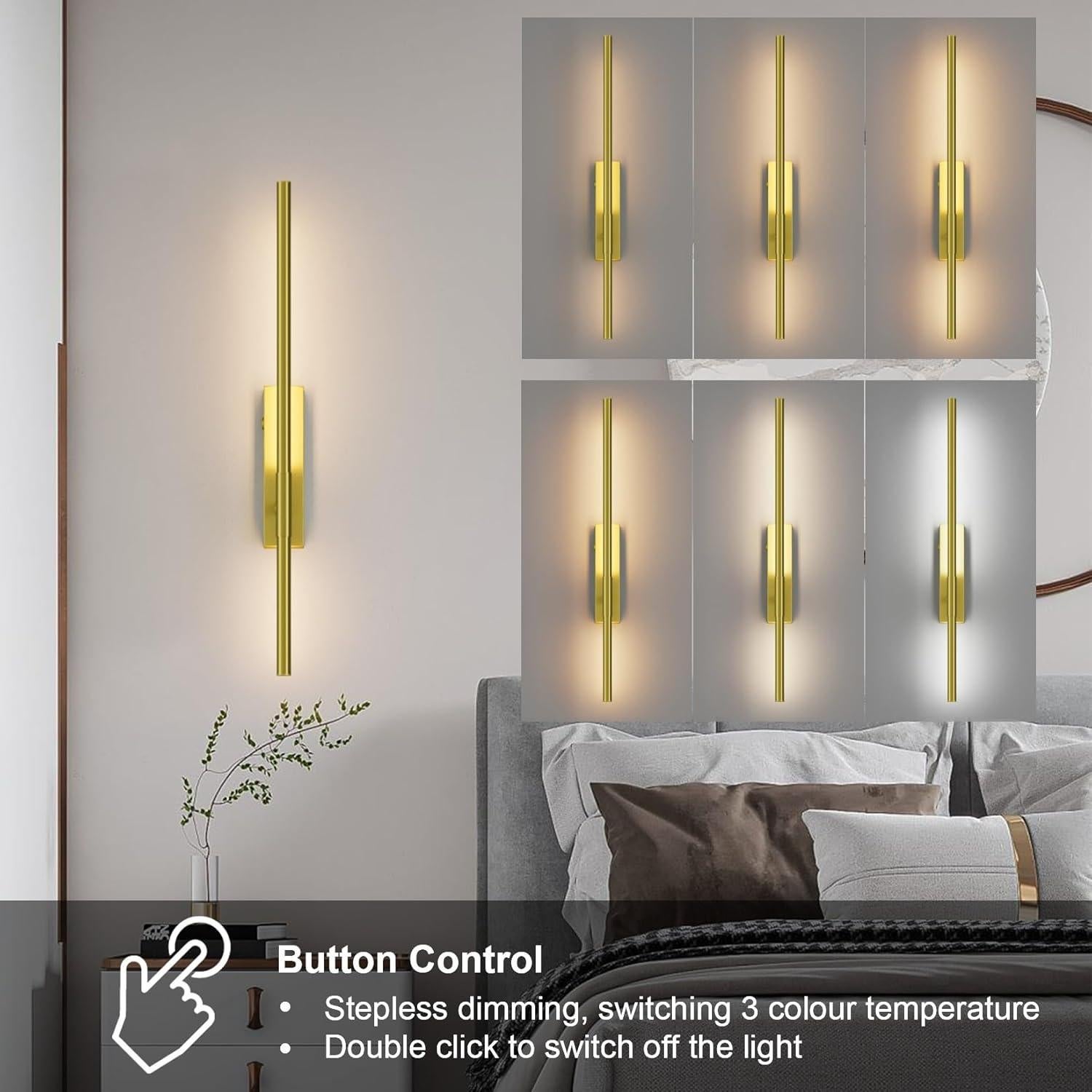 Aplique de Pared LED Recargable Coinmit 42cm Dorado