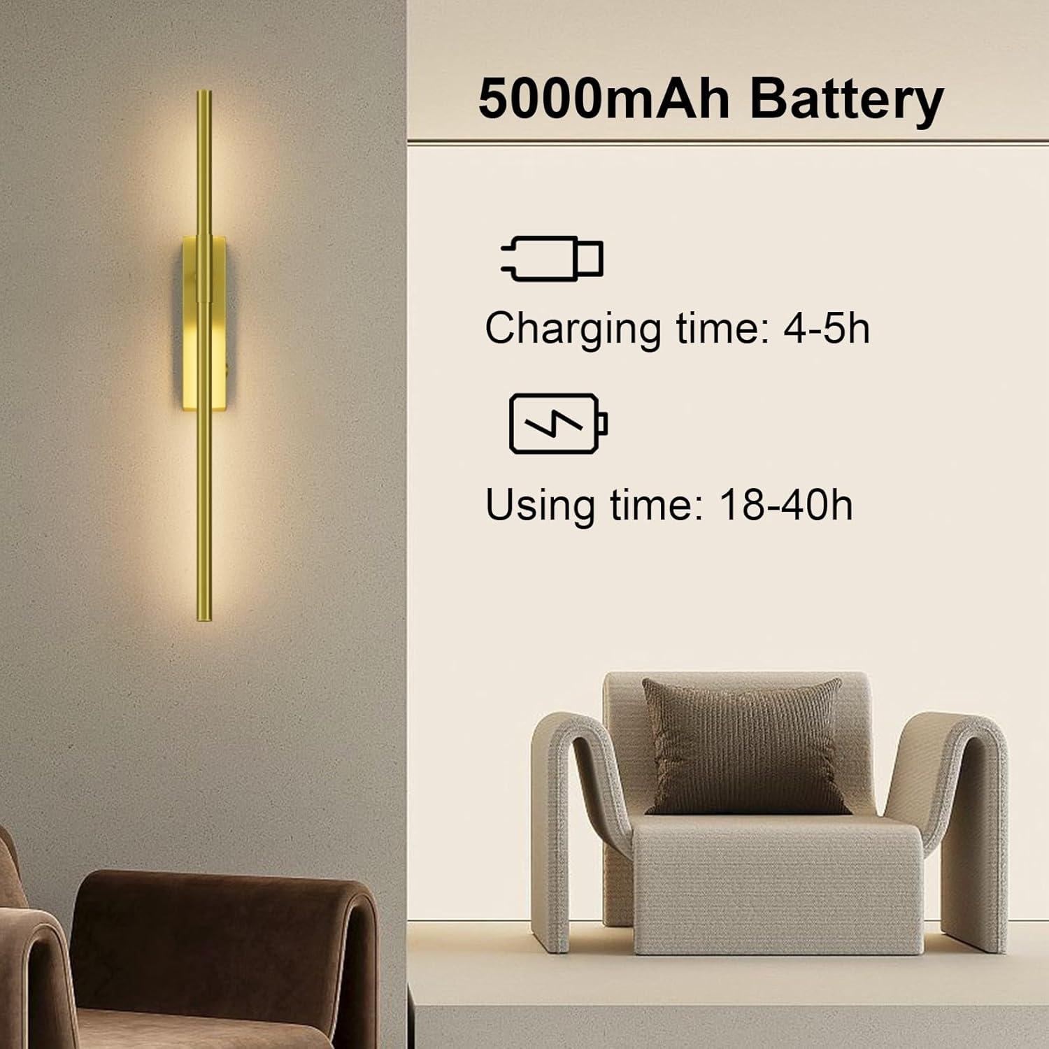 Aplique de Pared LED Recargable Coinmit 42cm Dorado