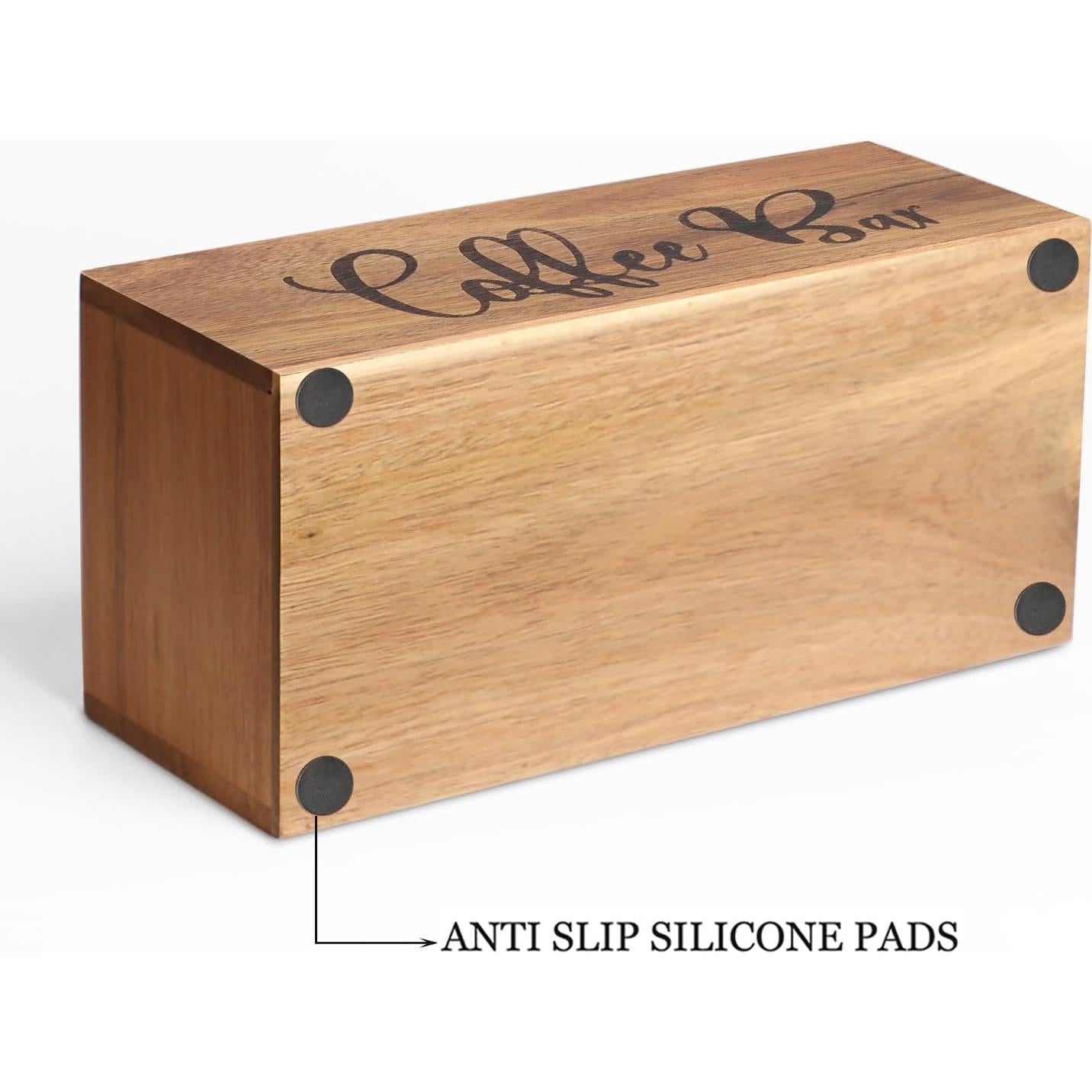 Organizador de Estación de Café LBEMEY de Madera de Acacia 3 Compartimentos