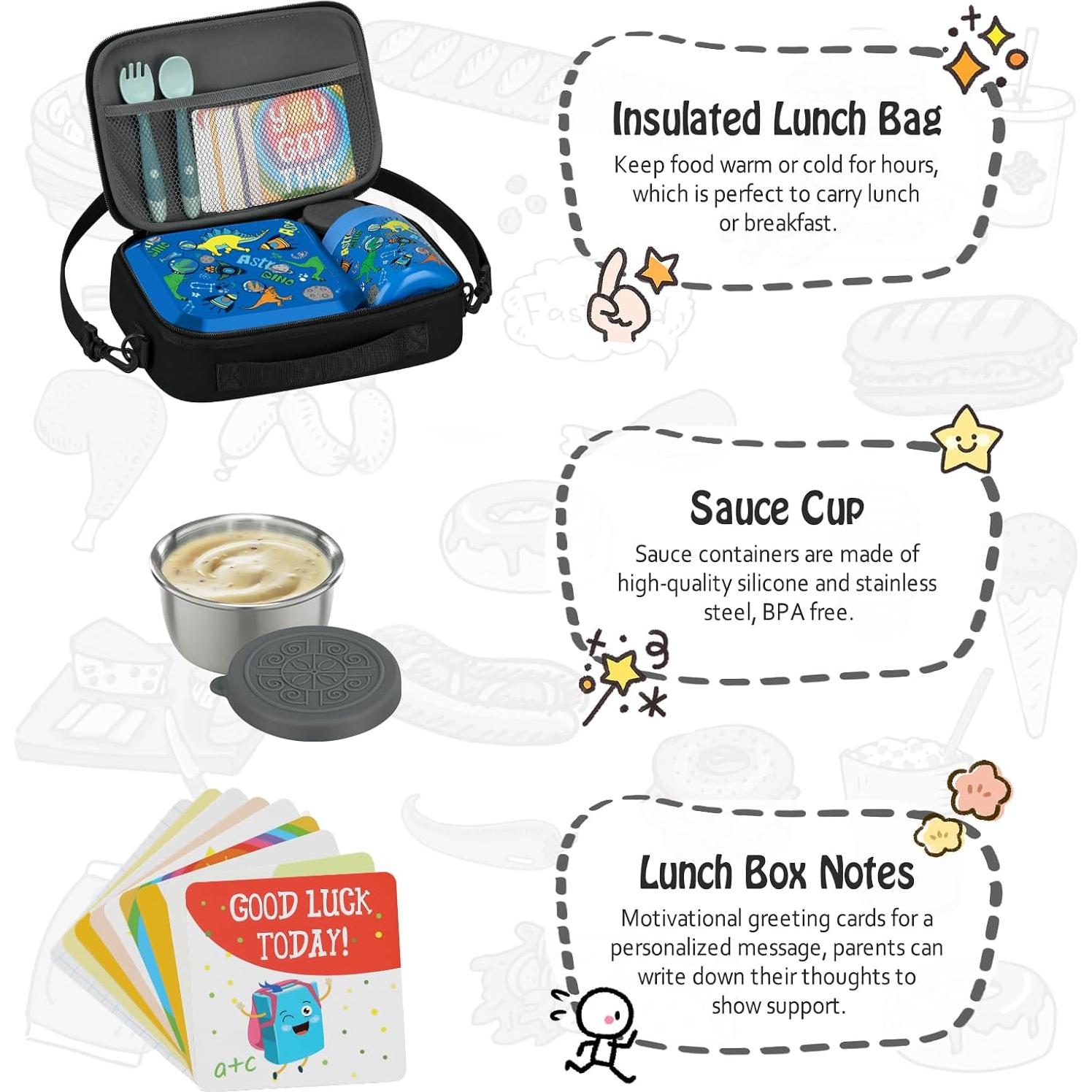 Caja de Almuerzo Bento Itslife Niños 5 Compartimentos Dinosaurios