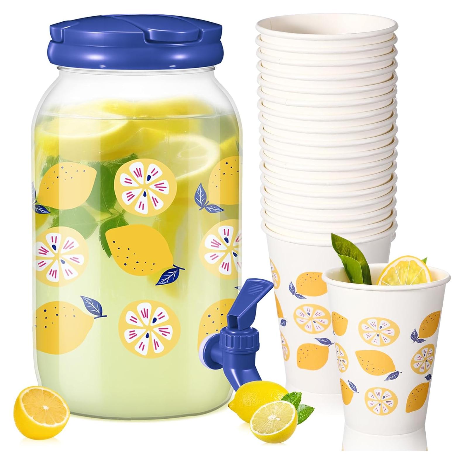 Dispensador de Bebidas Umigy 1 Galón con 20 Vasos Papel 12 oz