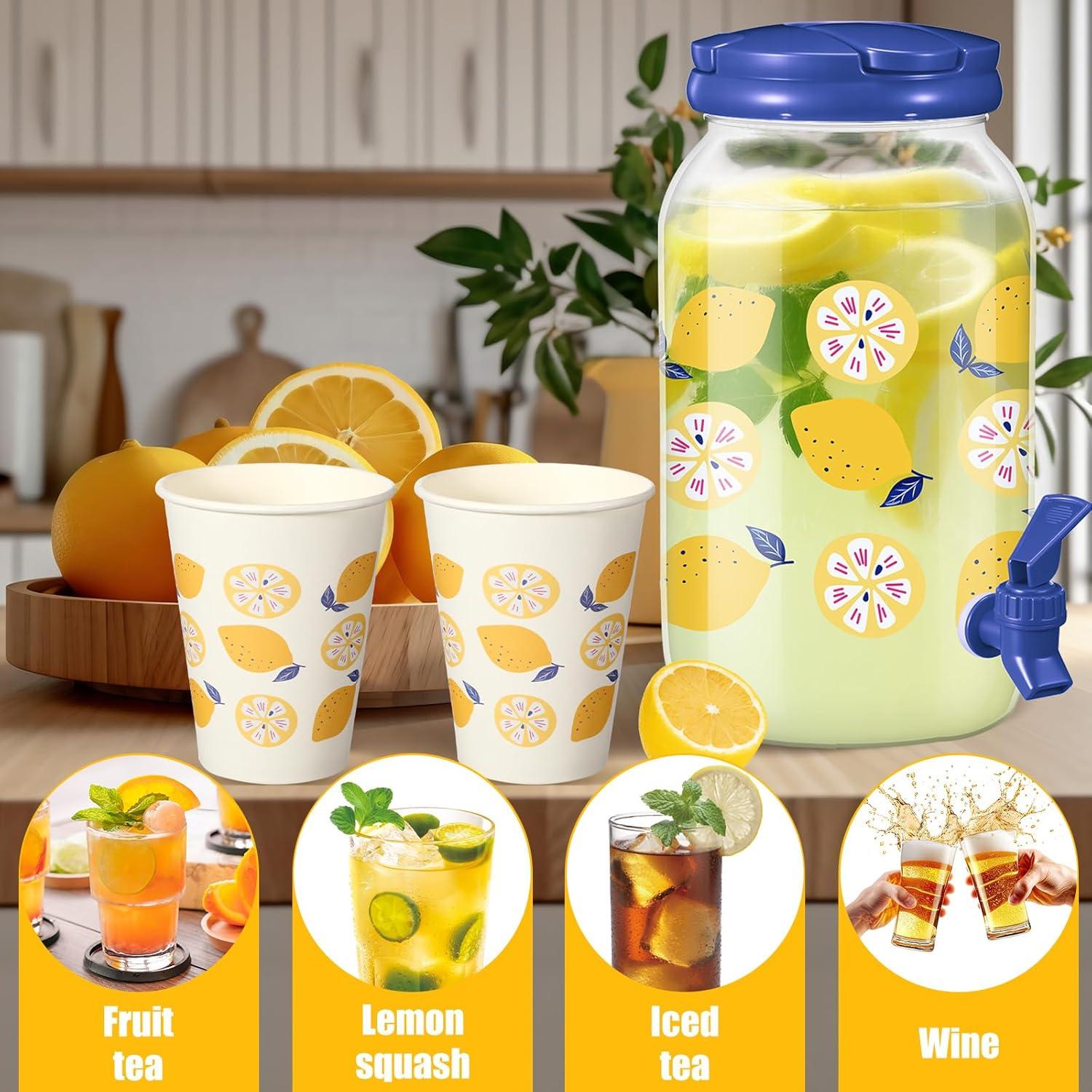 Dispensador de Bebidas Umigy 1 Galón con 20 Vasos Papel 12 oz