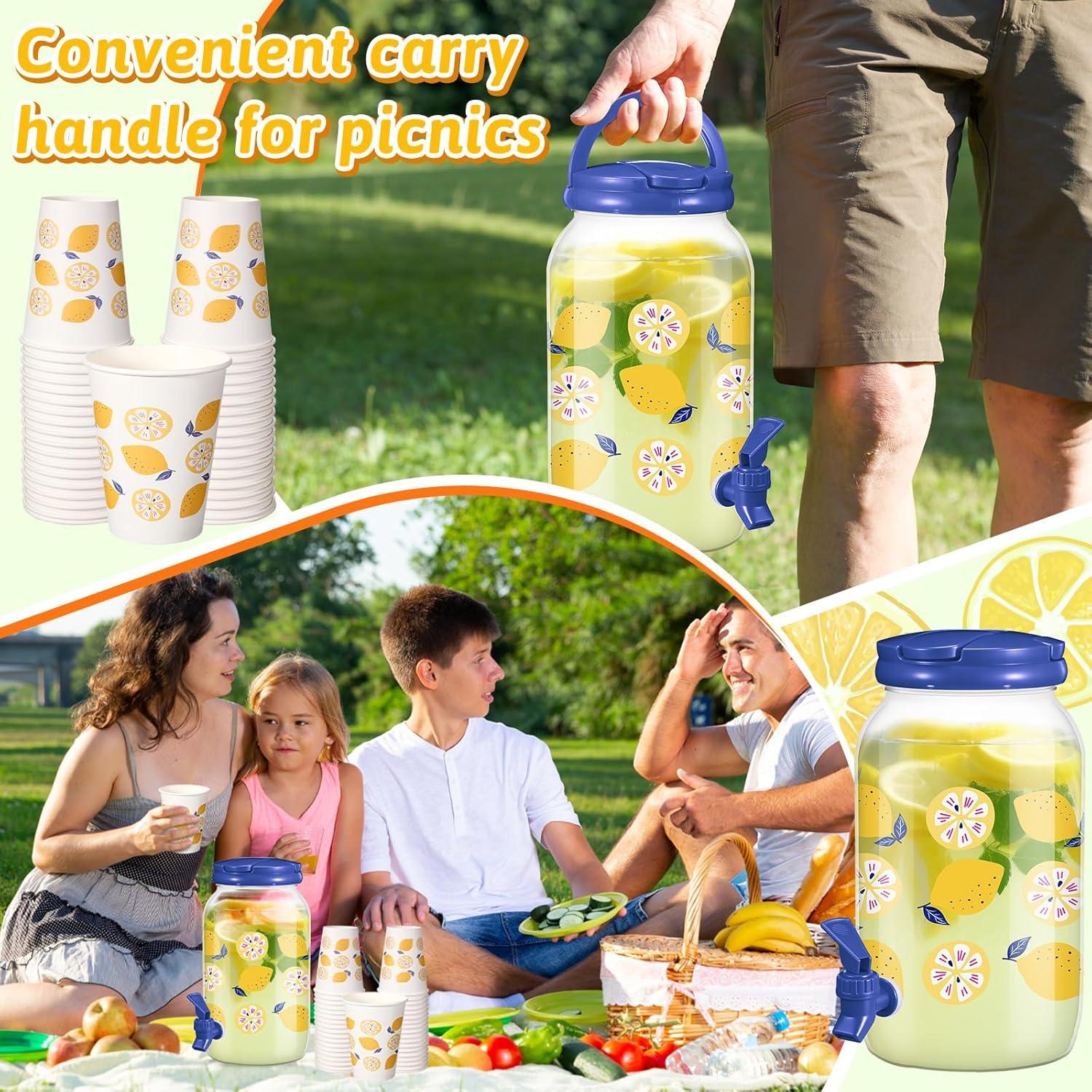 Dispensador de Bebidas Umigy 1 Galón con 20 Vasos Papel 12 oz