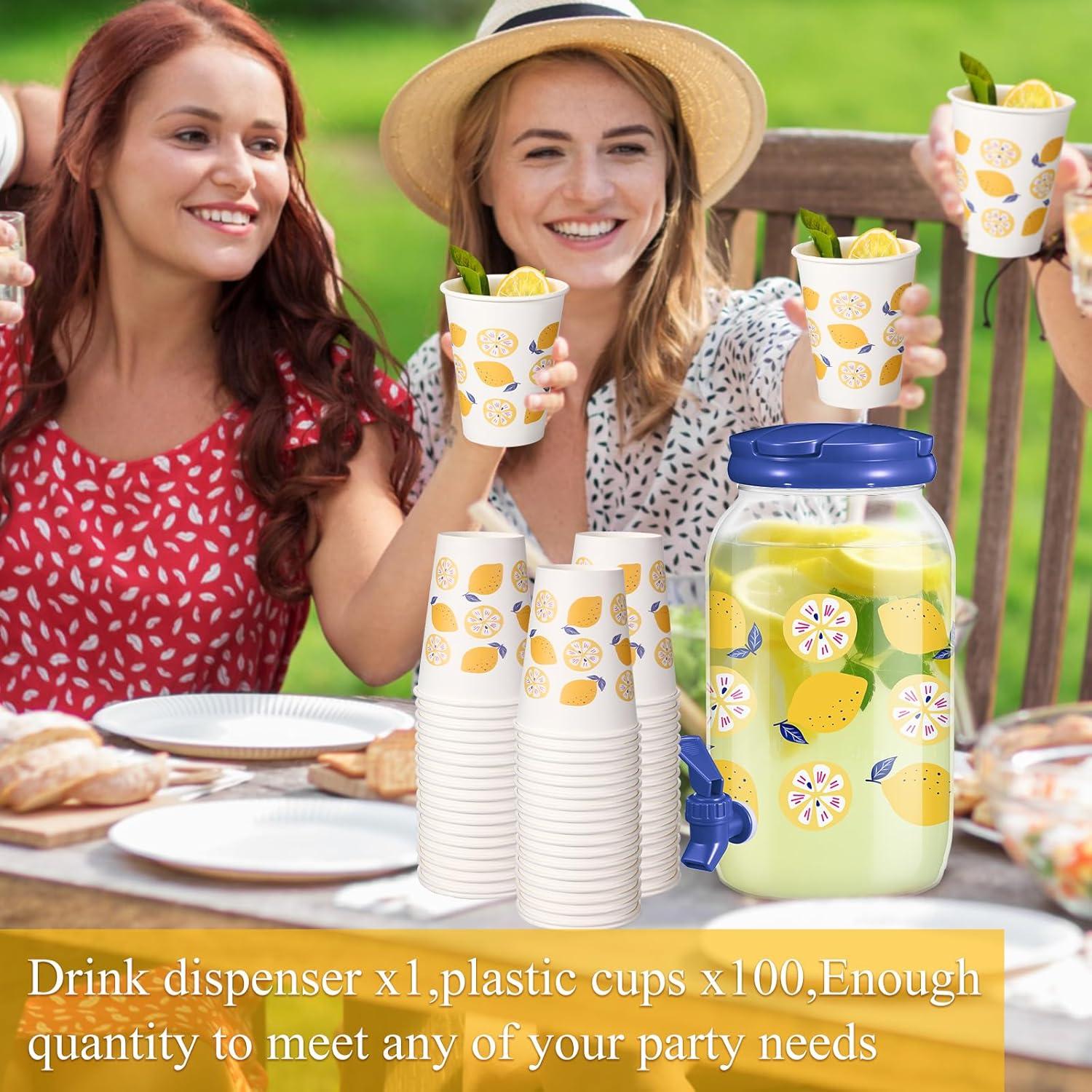 Dispensador de Bebidas Umigy 1 Galón con 20 Vasos Papel 12 oz