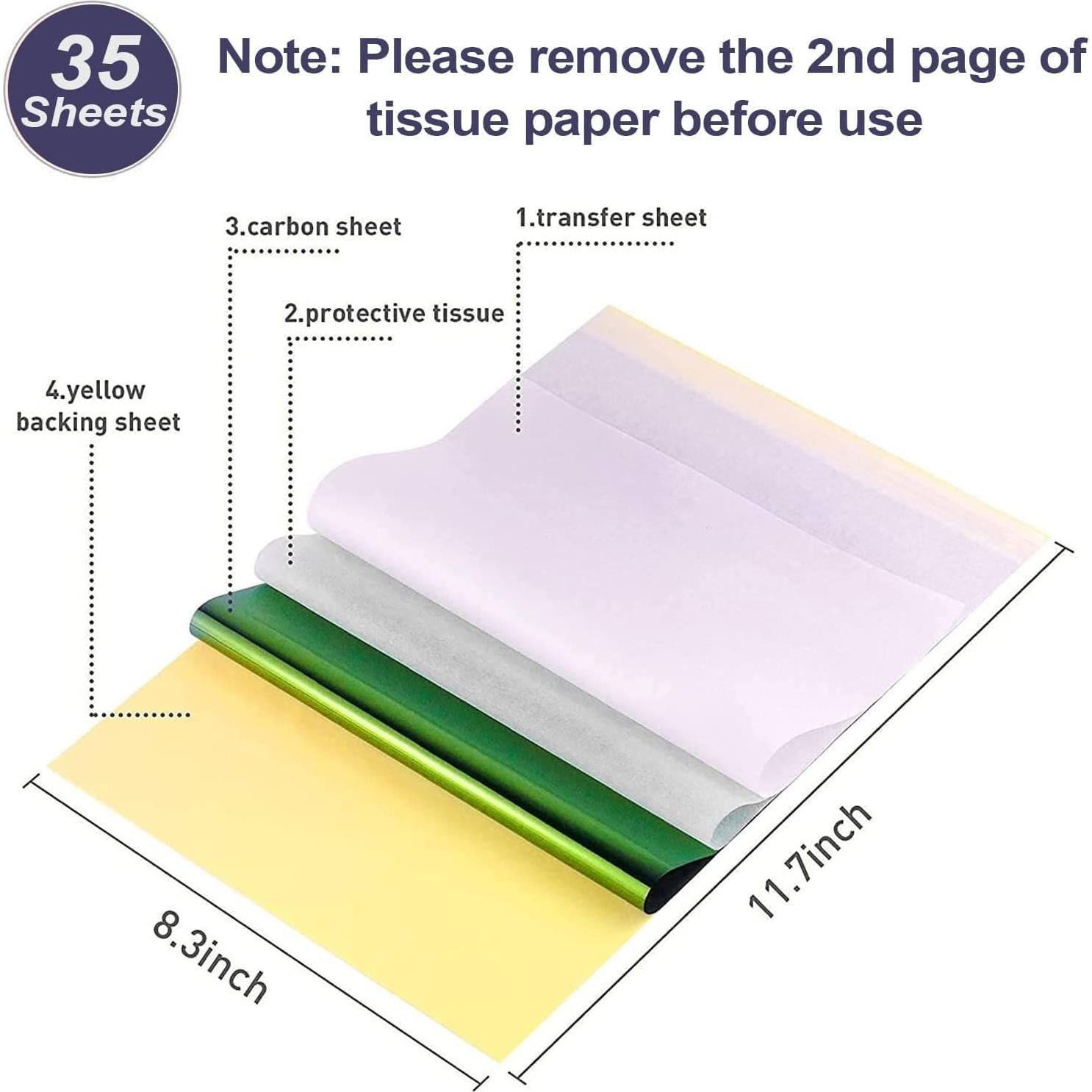 Papel de Transferencia para Tatuajes Beoncall 35 Pcs A4 4 Capas