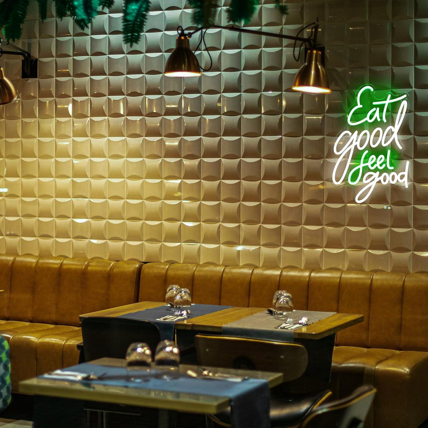 Letrero Neón LED Comer Bien Sentirse Bien Kullneon 42.4x28.4cm