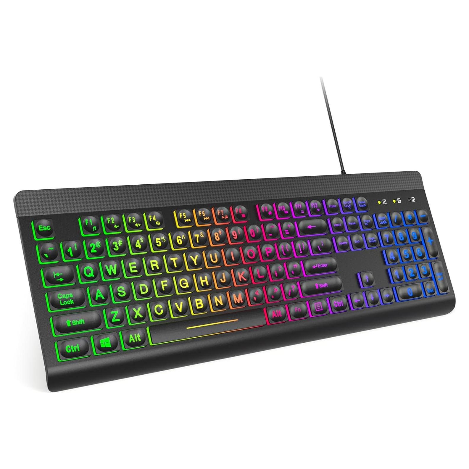 Teclado Retroiluminado USB Meidosa 72 cm LED Arcoíris