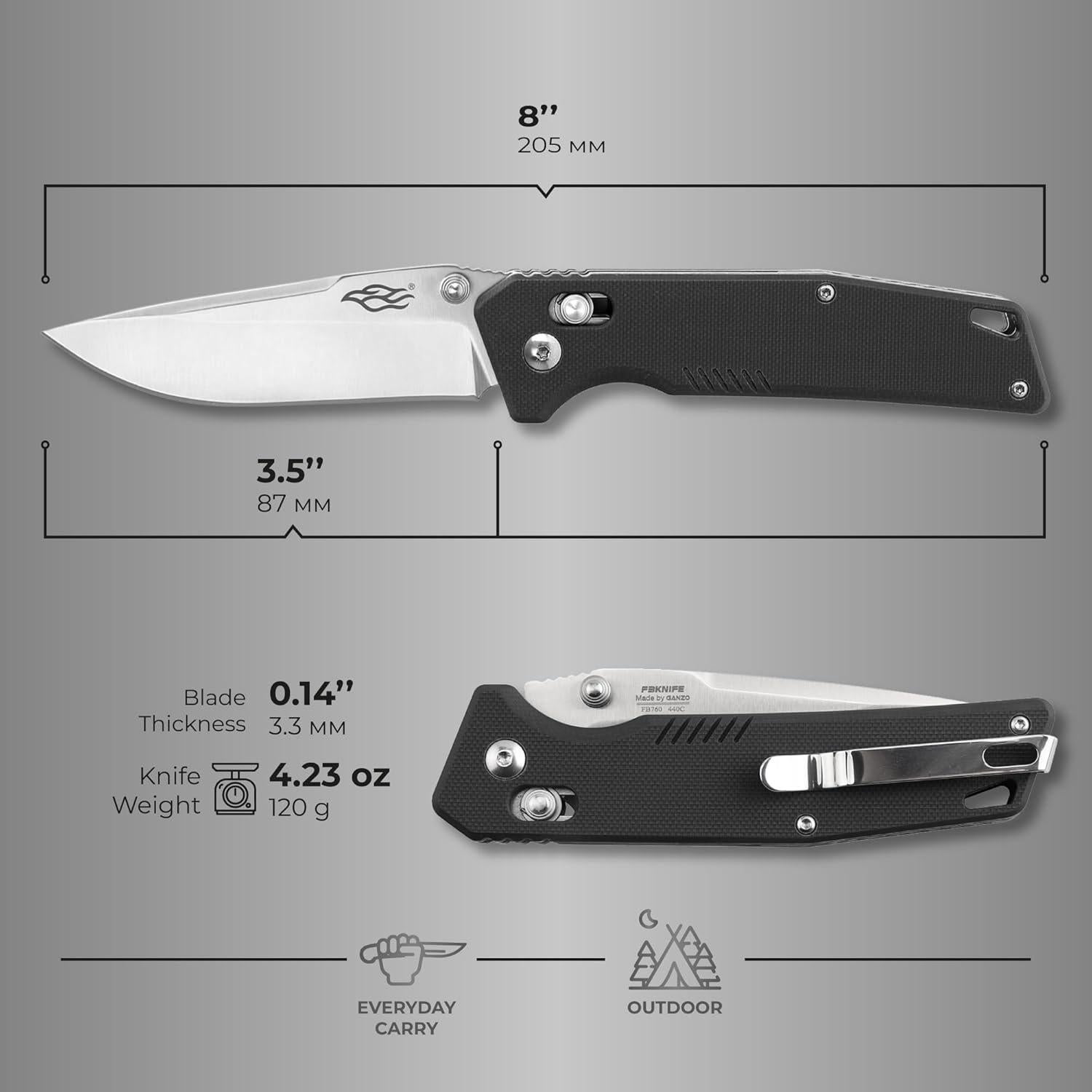 Cuchillo Plegable Firebird Ganzo FB7601 Acero Inoxidable 440C