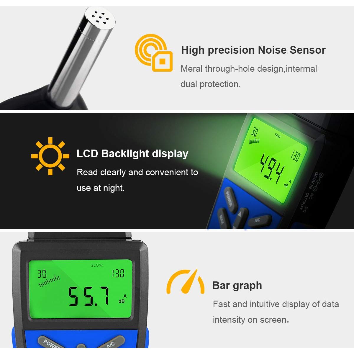 Medidor de Nivel de Sonido BTMETER BT-882A 30-130 dB