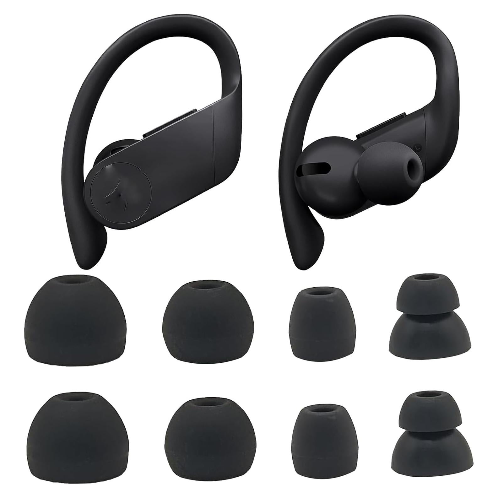 Replacement Eartips Silicone Earbuds Buds Set for Powerbeats Pro Beats Wireless Earphone Headphones,Earbuds Eartips,Flexible Rubber Cover Skin Accessories-Black