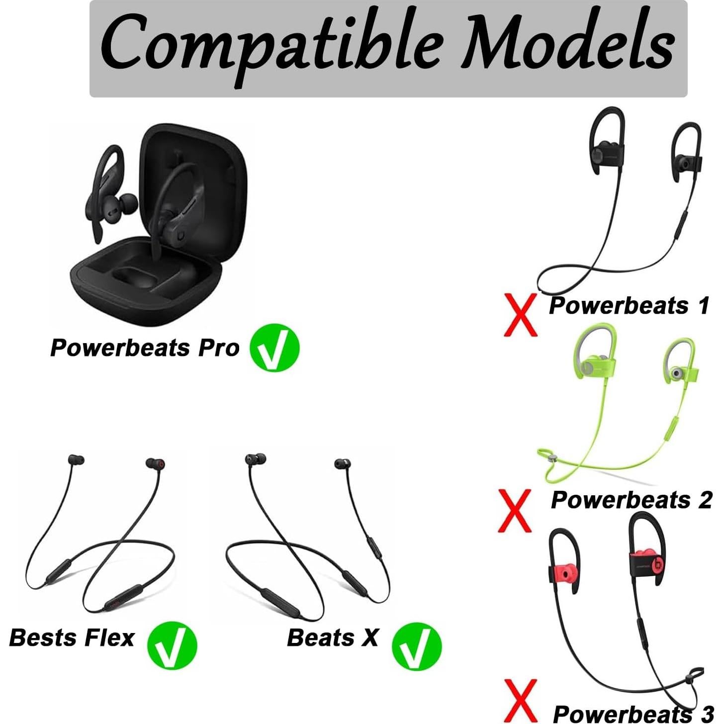 Replacement Eartips Silicone Earbuds Buds Set for Powerbeats Pro Beats Wireless Earphone Headphones,Earbuds Eartips,Flexible Rubber Cover Skin Accessories-Black