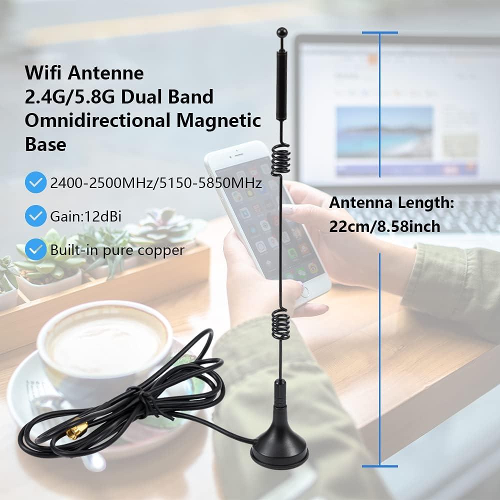Antena WiFi Doble Banda 12dBi POBADY 1.5m RP-SMA Omnidireccional